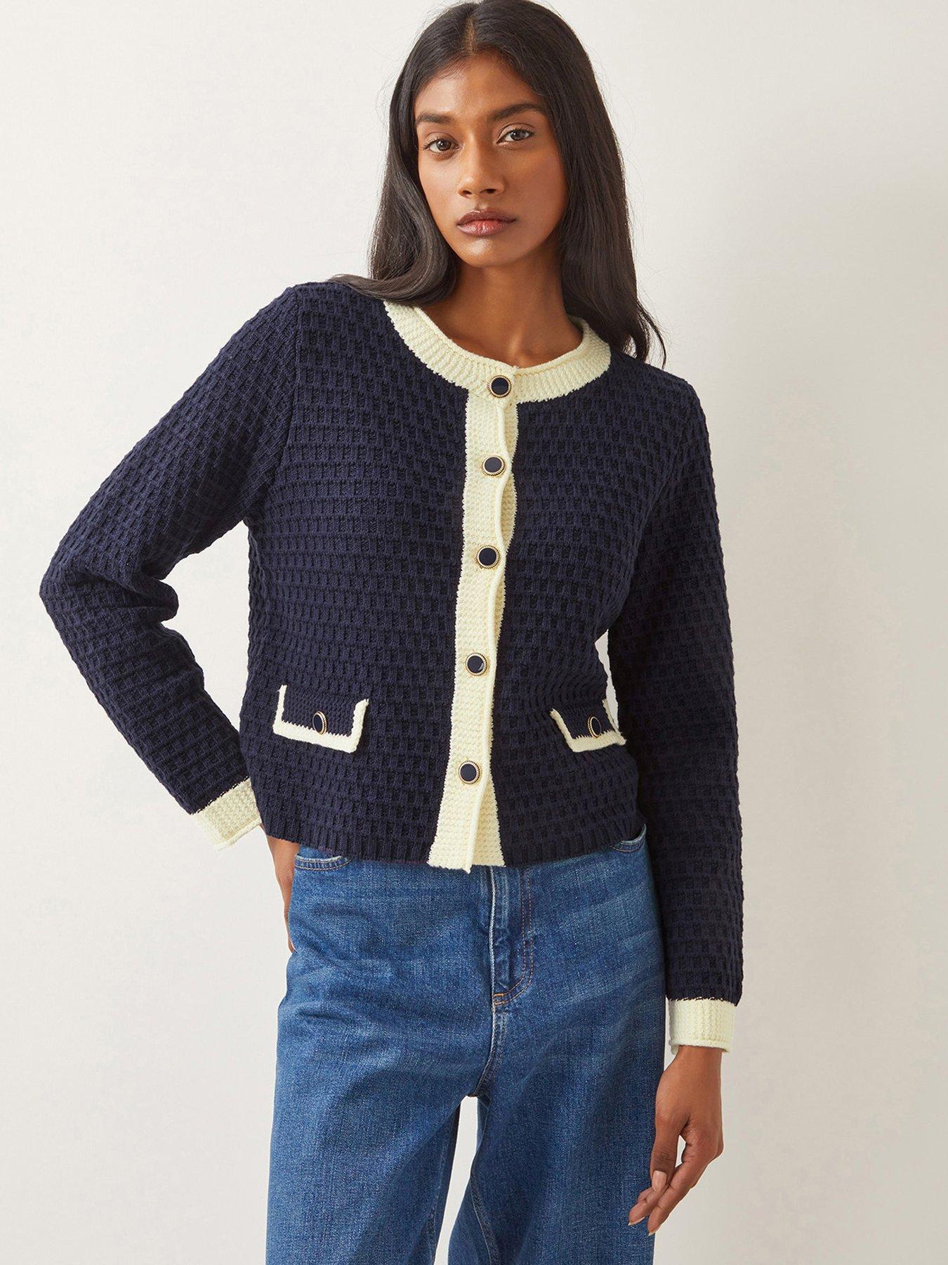 Image 1 of 4 of Monsoon Nancy Knitted Jacket - Navy