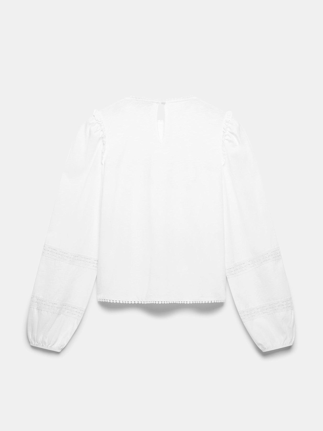 Image 5 of 5 of Mint Velvet White Lace Trim Blouse - Cream