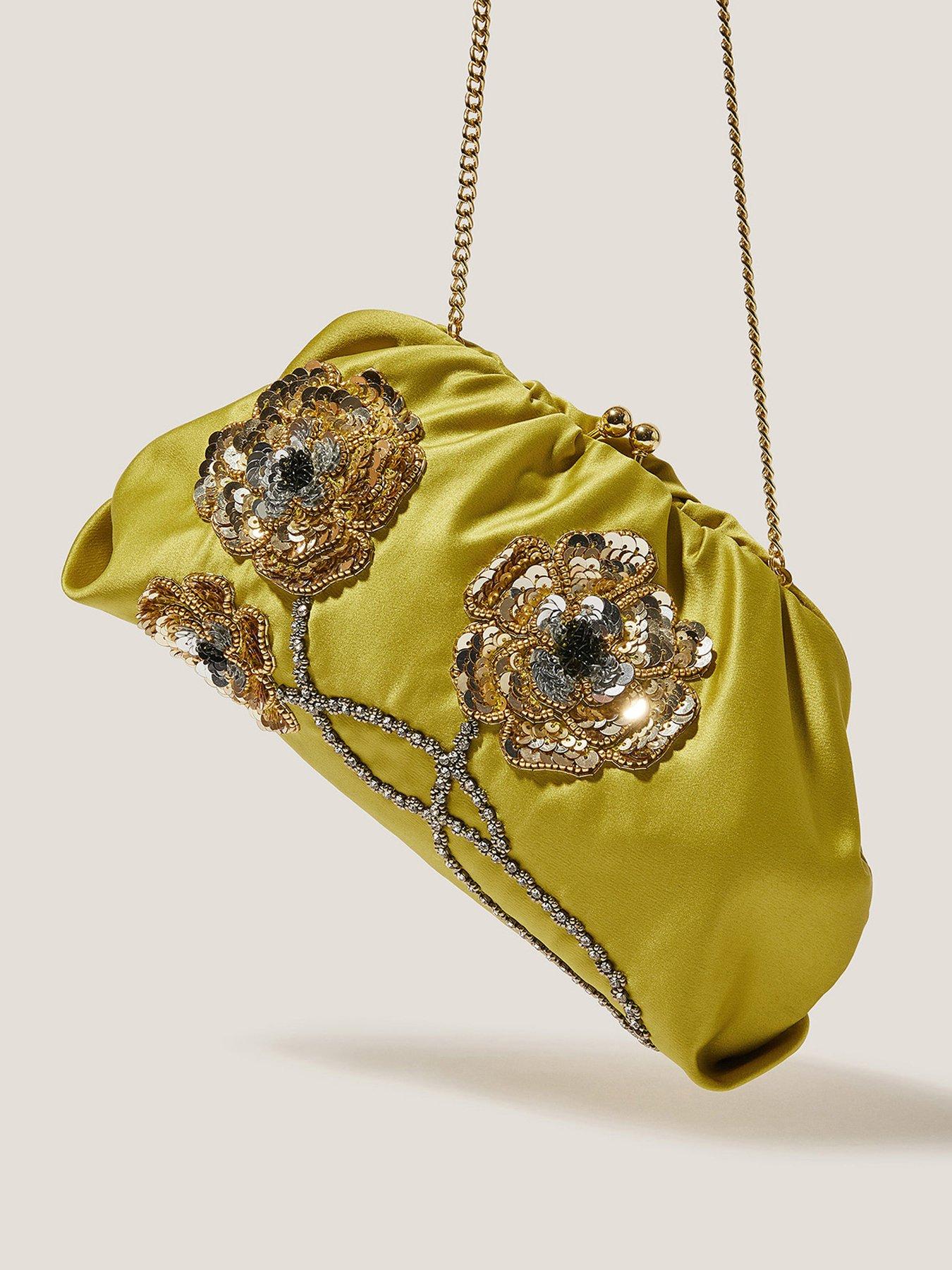 Image 4 of 4 of Monsoon Sora Embellished Clutch - Olive