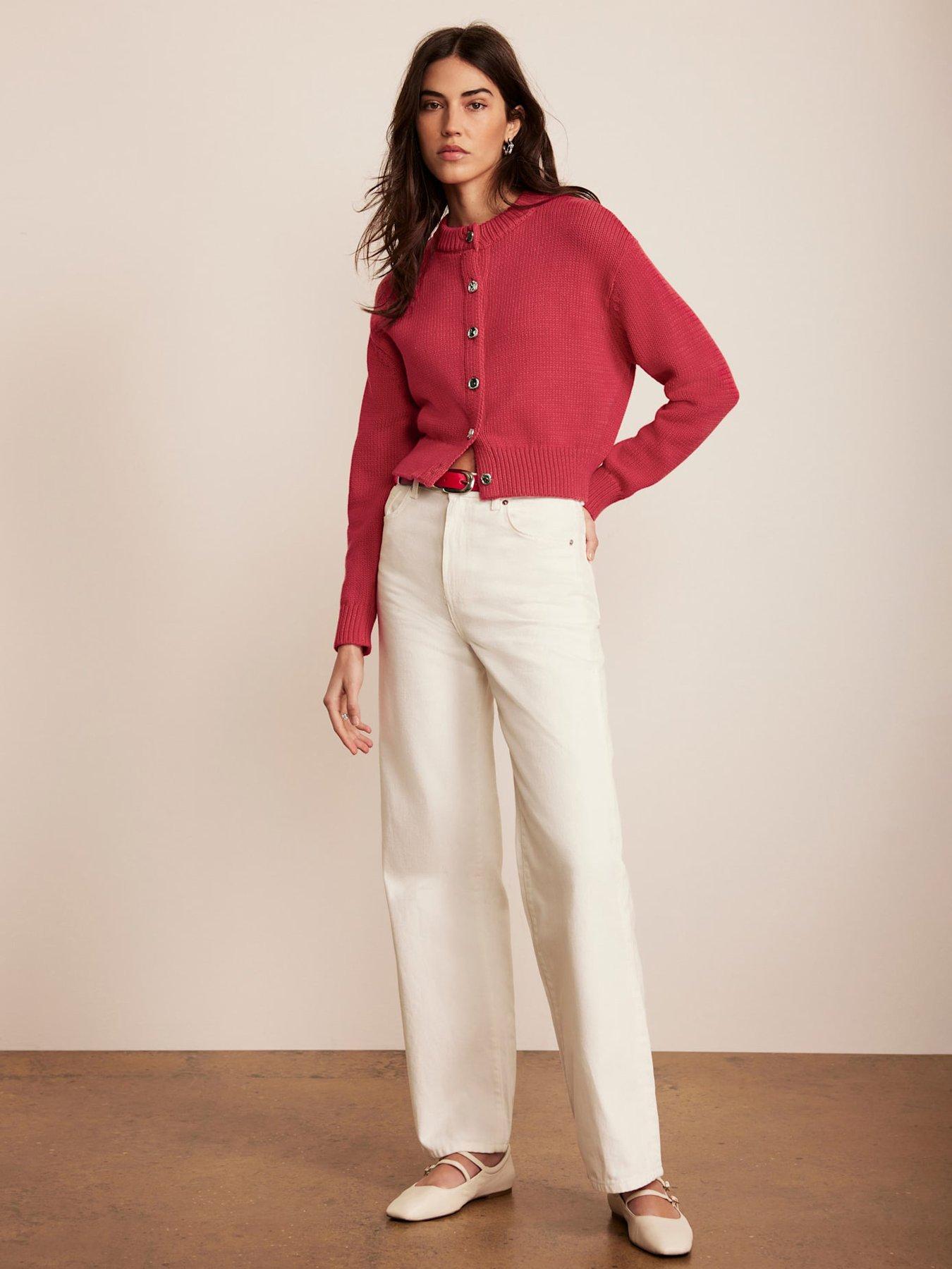 Image 3 of 6 of Mint Velvet Cotton Fitted Cardigan - Red