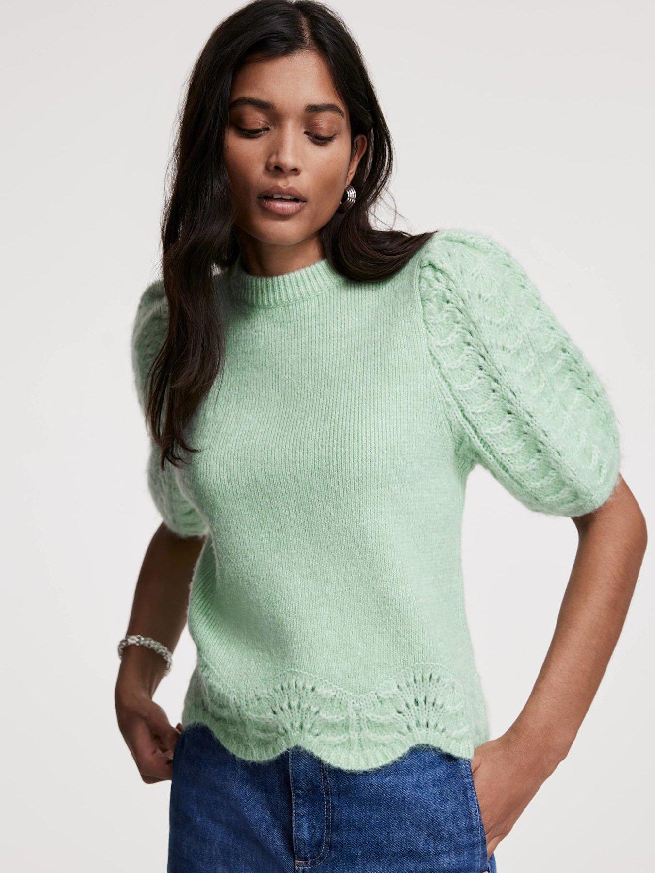 mint-velvet-stitch-sleeve-knit-top-greenstillFront