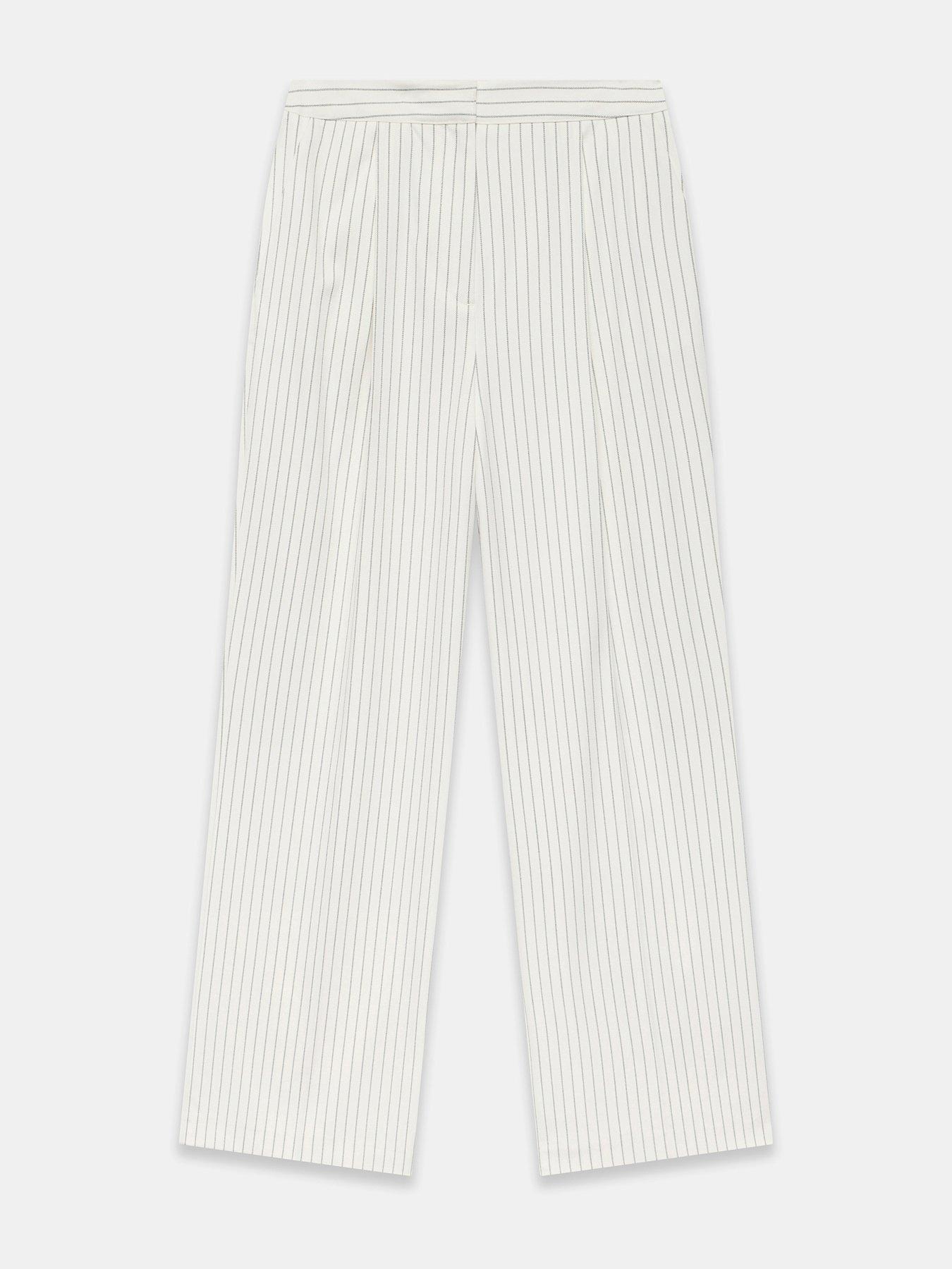 Image 4 of 5 of Mint Velvet White Pinstripe Tailored Trousers - Cream
