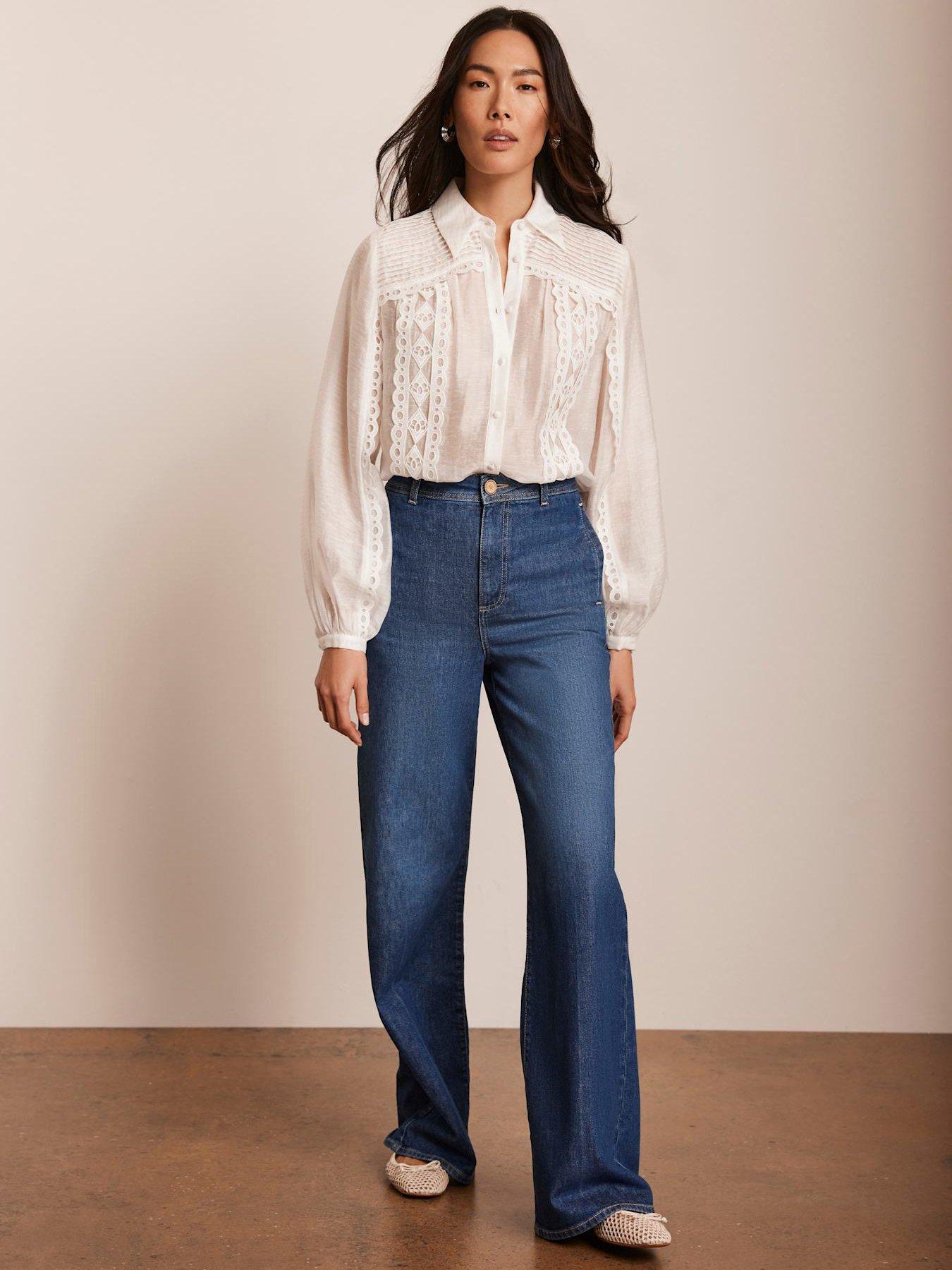 Mint Velvet Indigo Wash Wide Jeans - Blue