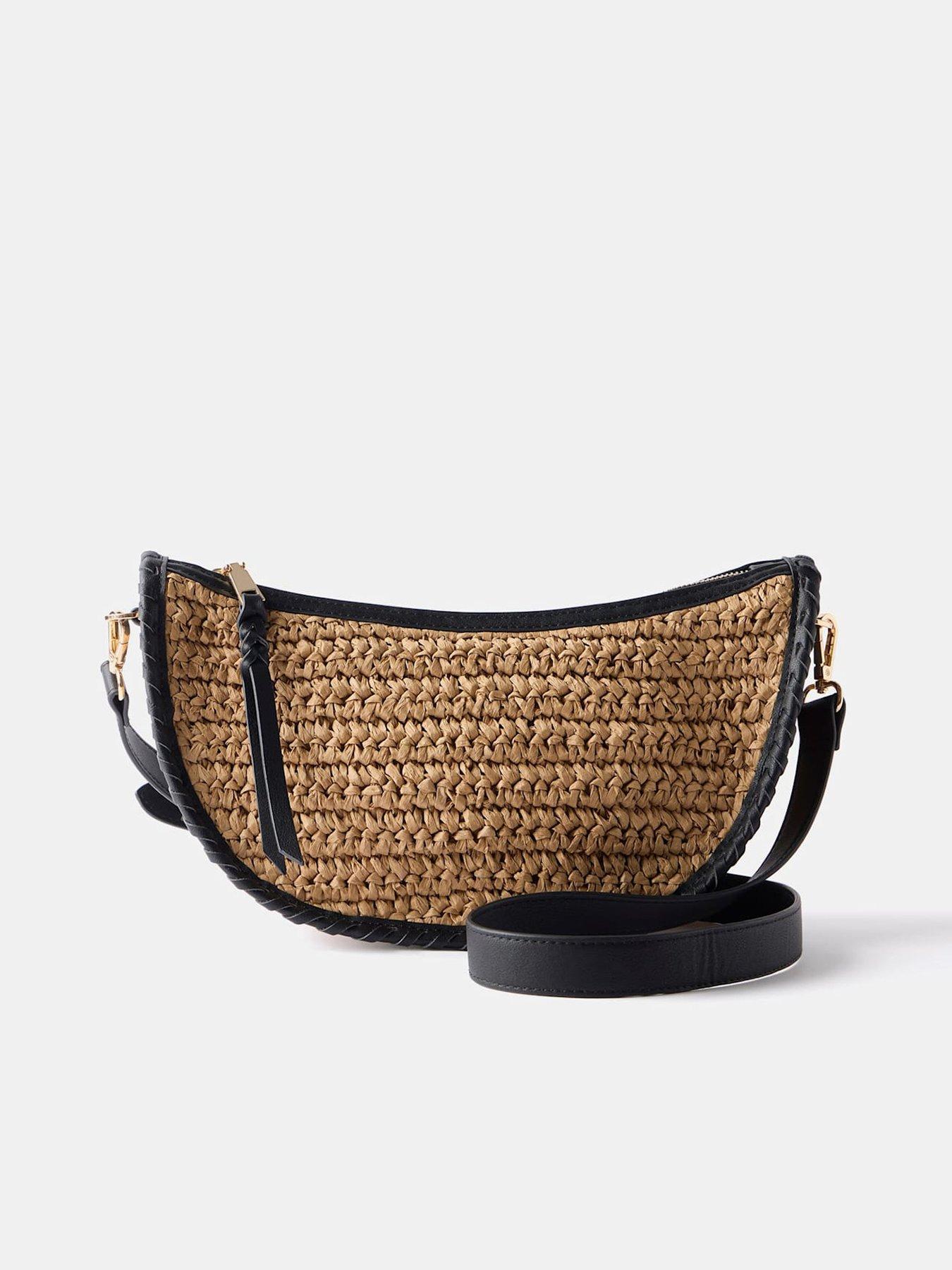 Image 1 of 5 of Mint Velvet Neutral Woven Cross Body Bag
