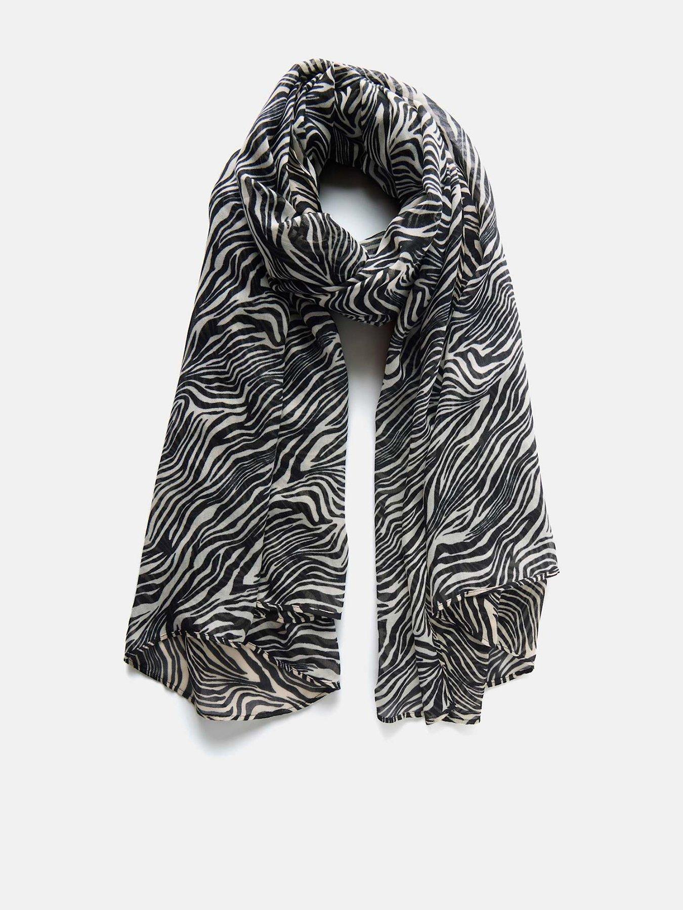 Image 1 of 4 of Mint Velvet Zebra Print Lightweight Scarf - Cream