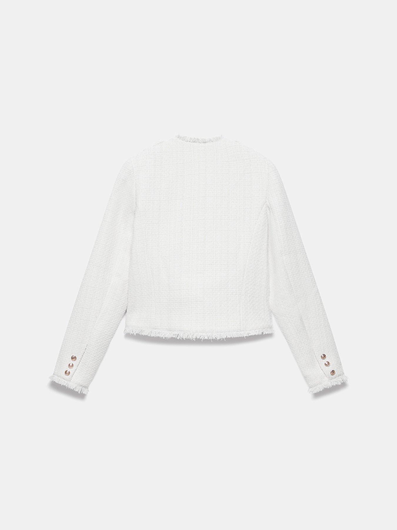 Image 6 of 6 of Mint Velvet Boucle Military Jacket - Cream