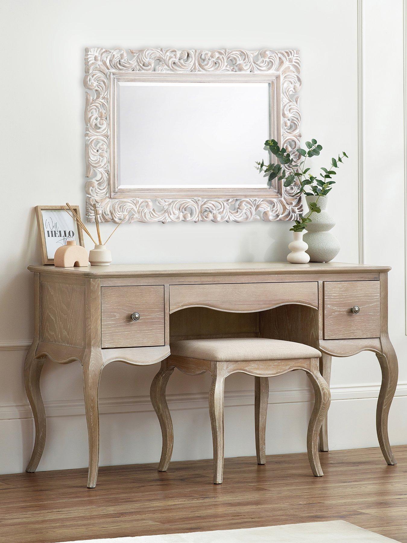Julian Bowen Camille Ready Assembled Dressing Table and Stool Set - Contains Solid Oak