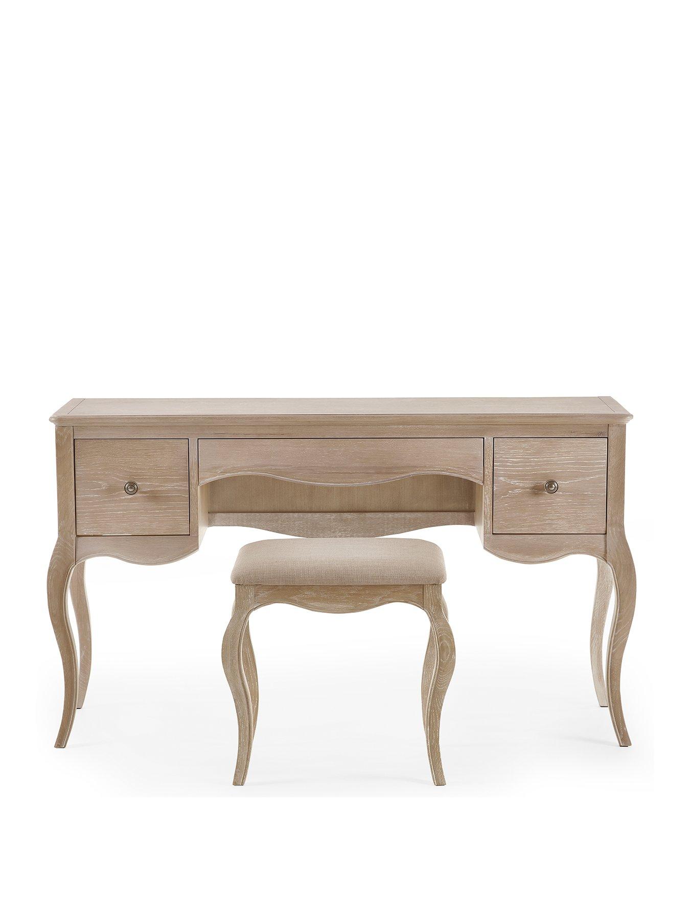 Image 2 of 5 of Julian Bowen Camille Ready Assembled Dressing Table and Stool Set - Contains Solid Oak