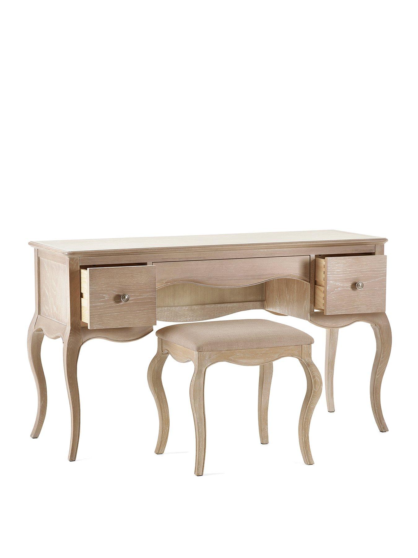 Image 3 of 5 of Julian Bowen Camille Ready Assembled Dressing Table and Stool Set - Contains Solid Oak