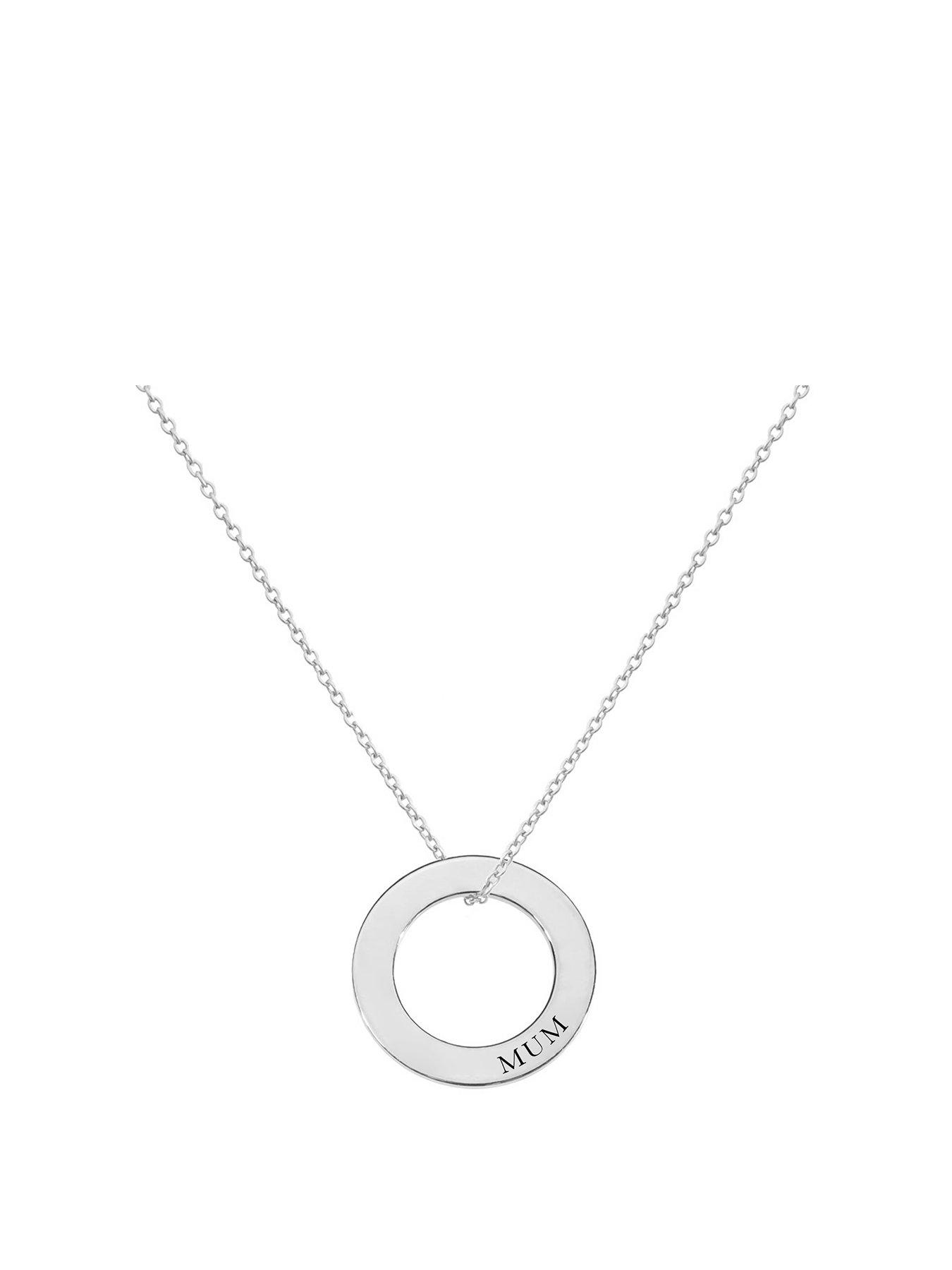 Image 1 of 3 of The Love Collection Sterling Silver Disc Mum Pendant Necklace