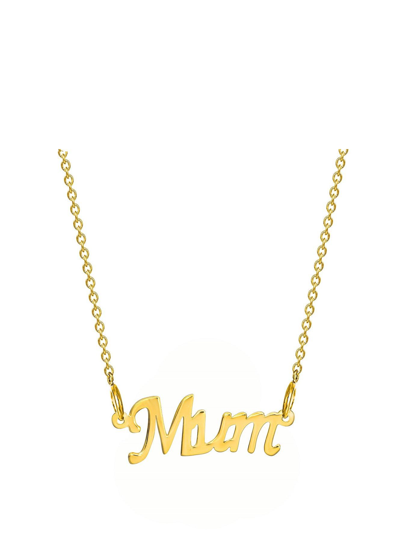 the-love-collection-gold-plated-sterling-silver-mum-necklace-with-cable-chain