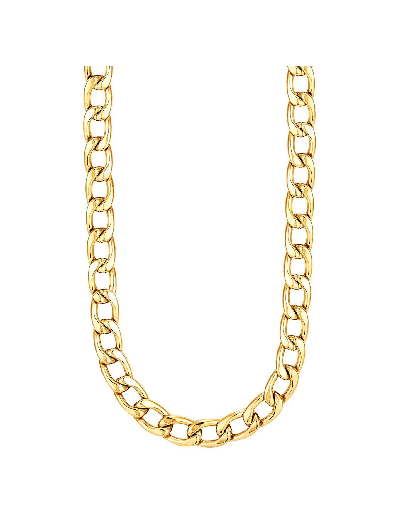 Image 3 of 4 of The Love Collection Gold Plated Chunky Steel Curb Chain and Bracelet Set