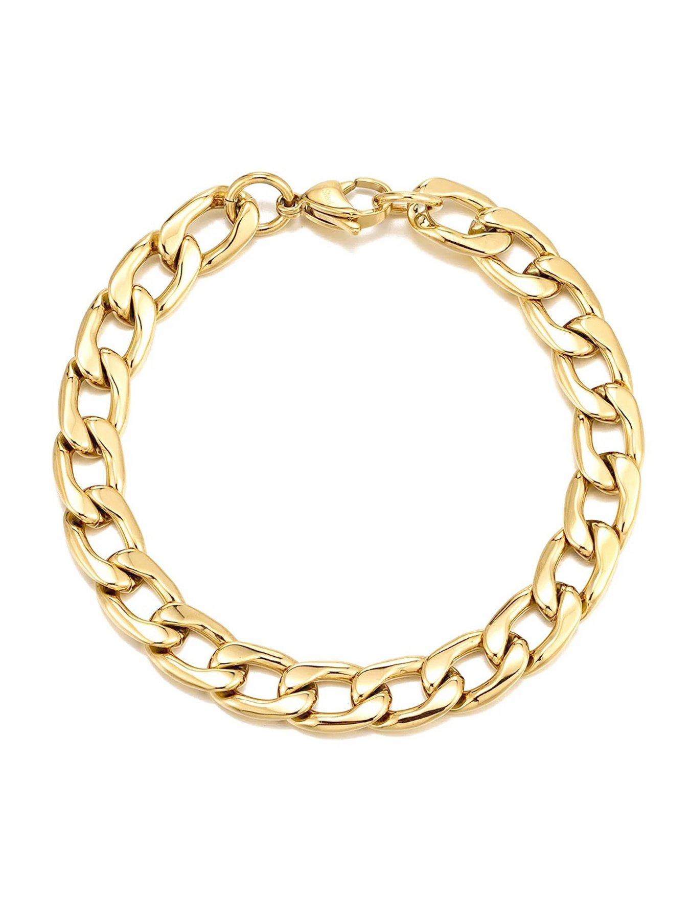 Image 4 of 4 of The Love Collection Gold Plated Chunky Steel Curb Chain and Bracelet Set