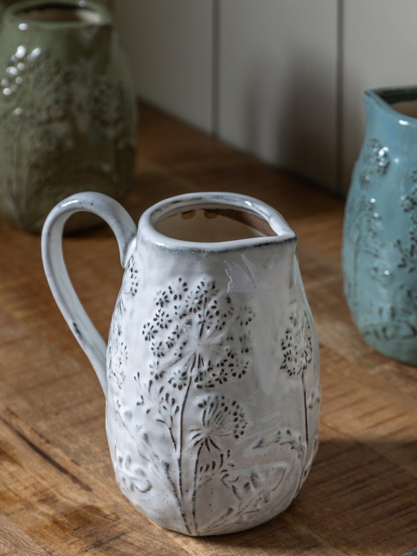 undefined Meadow Embossed Ceramic Jug Stone