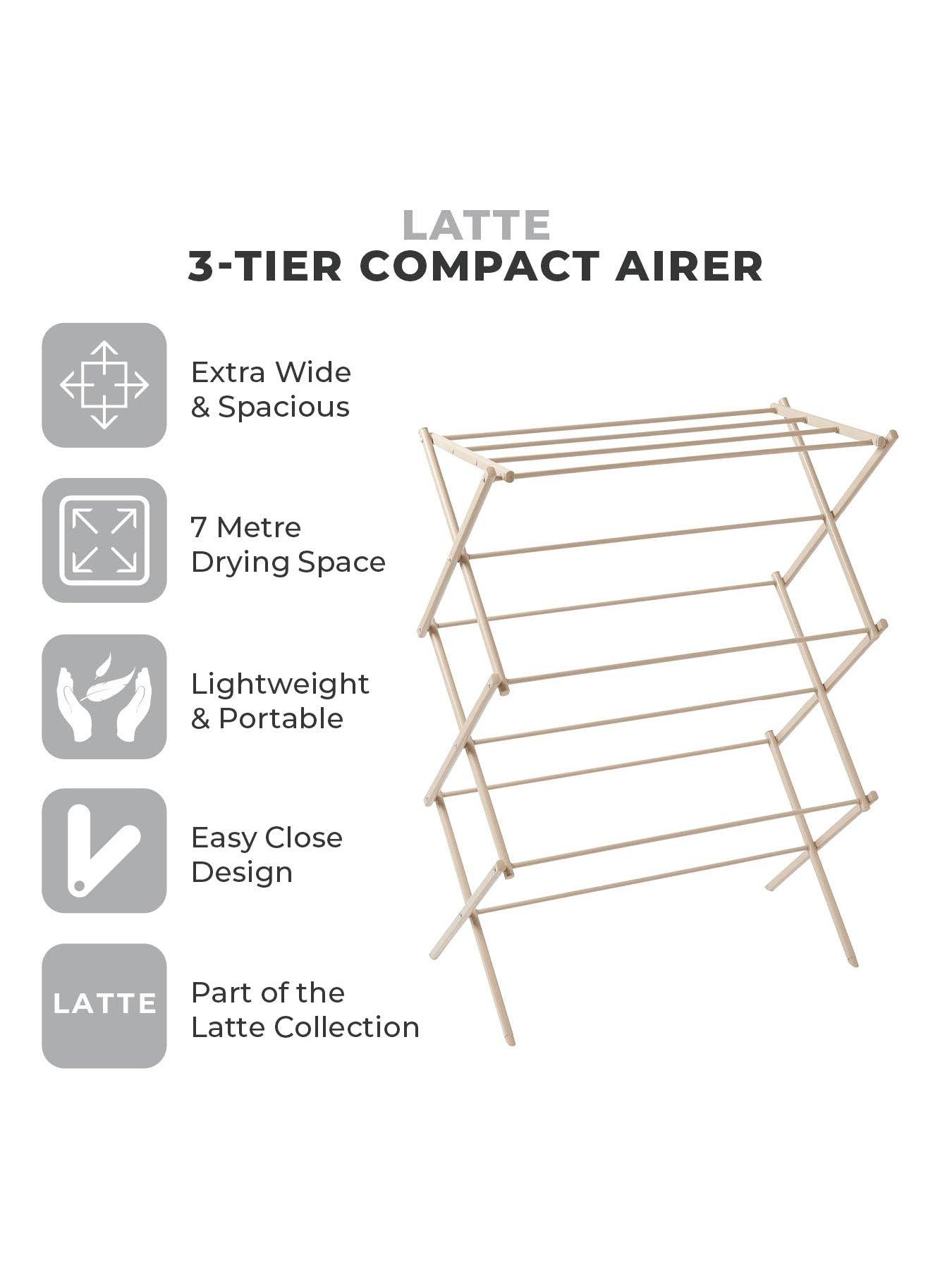 tower-3-tier-compact-foldable-clothes-airer-lattestillFront