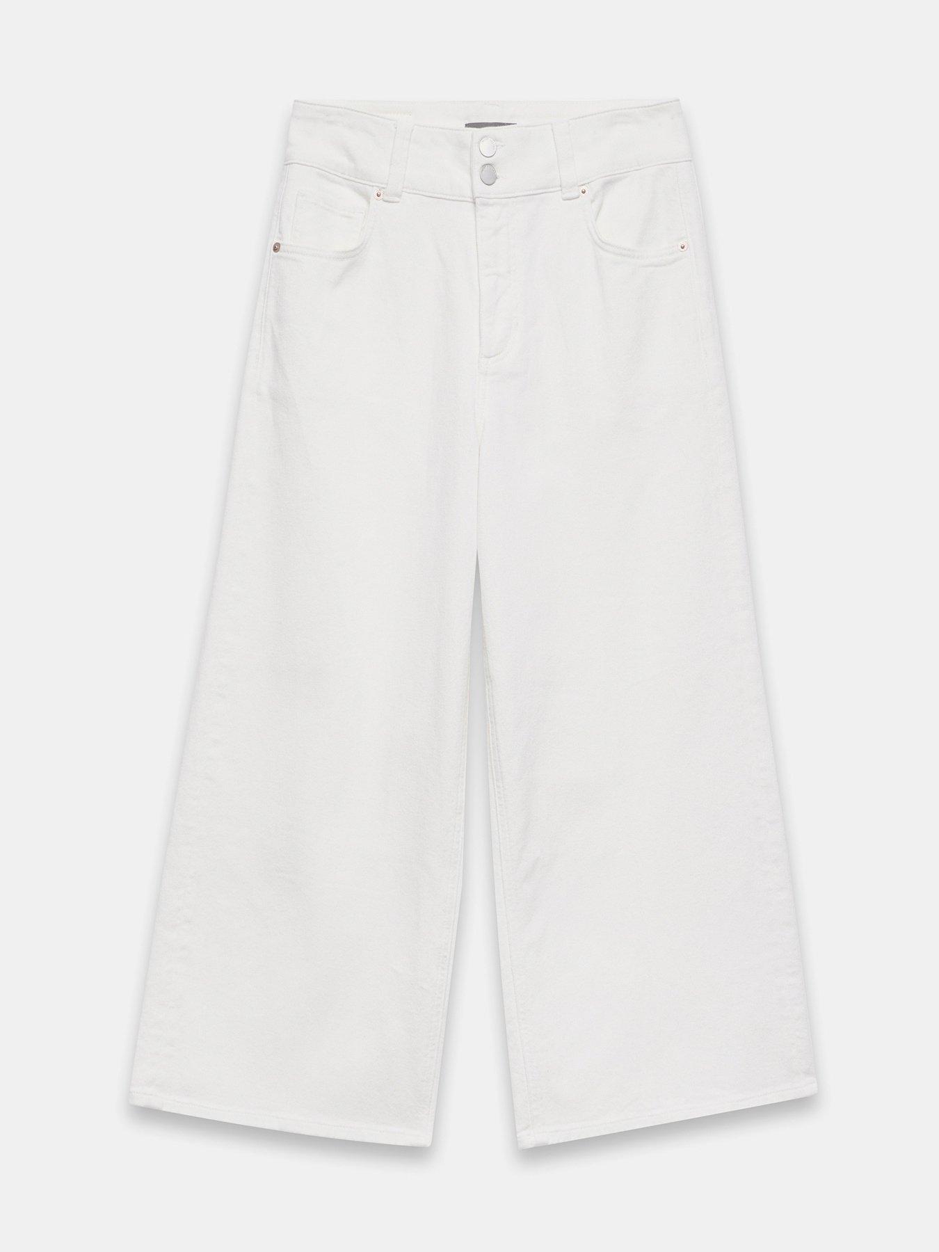 Image 5 of 6 of Mint Velvet Cropped Wide Jeans - White