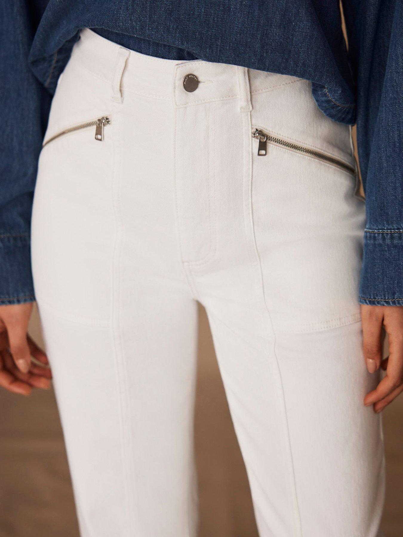 Image 4 of 6 of Mint Velvet Sculpting Slim Biker Detail Jeans - White