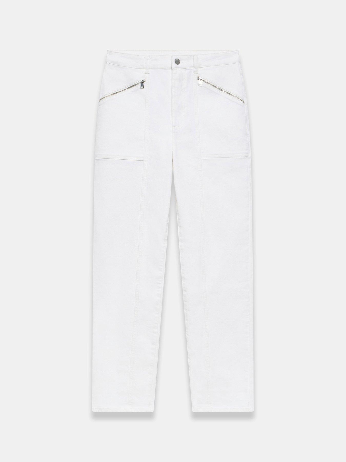 Image 6 of 6 of Mint Velvet Sculpting Slim Biker Detail Jeans - White