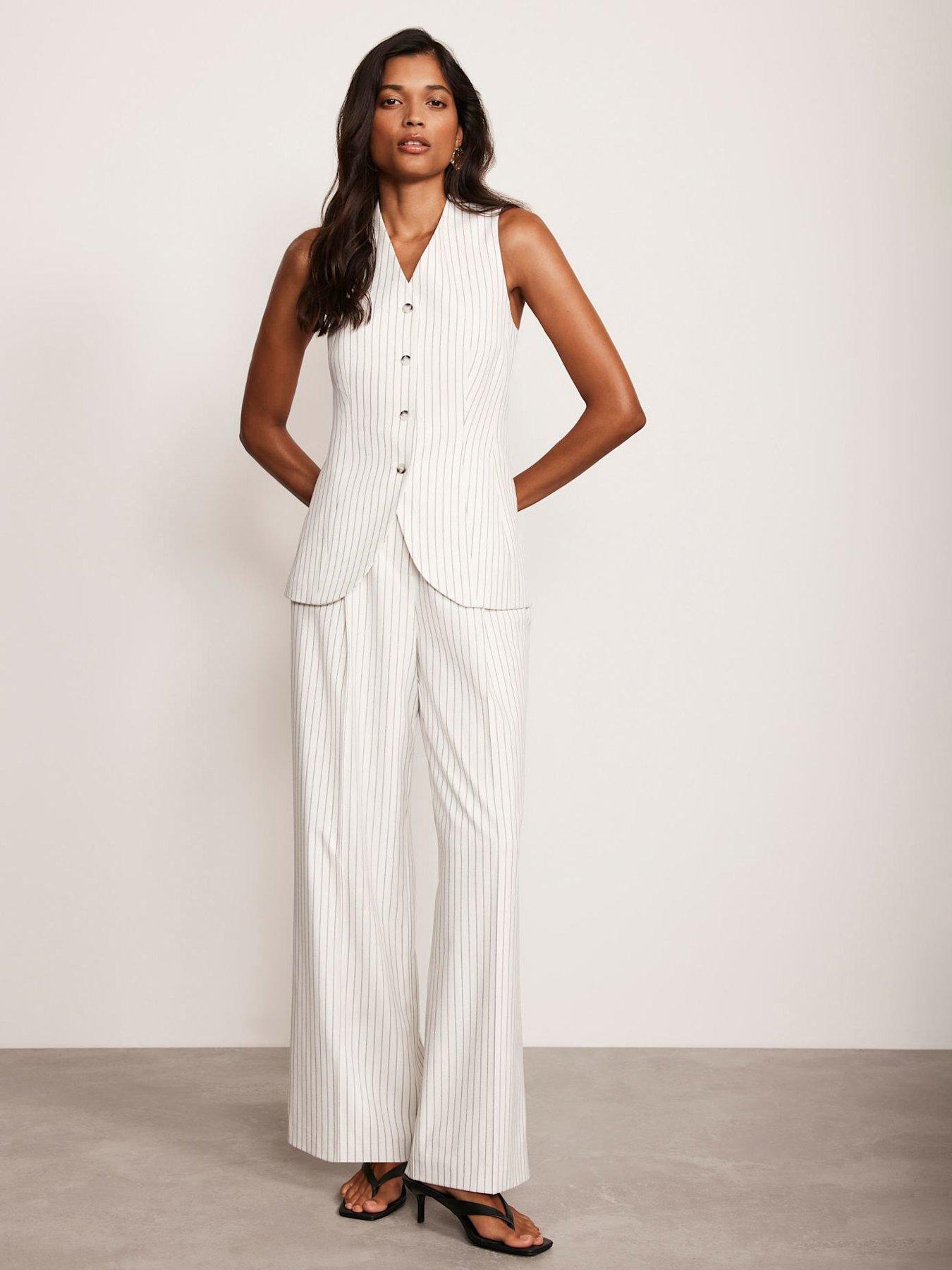 Image 3 of 6 of Mint Velvet Ivory Pinstripe Waistcoat