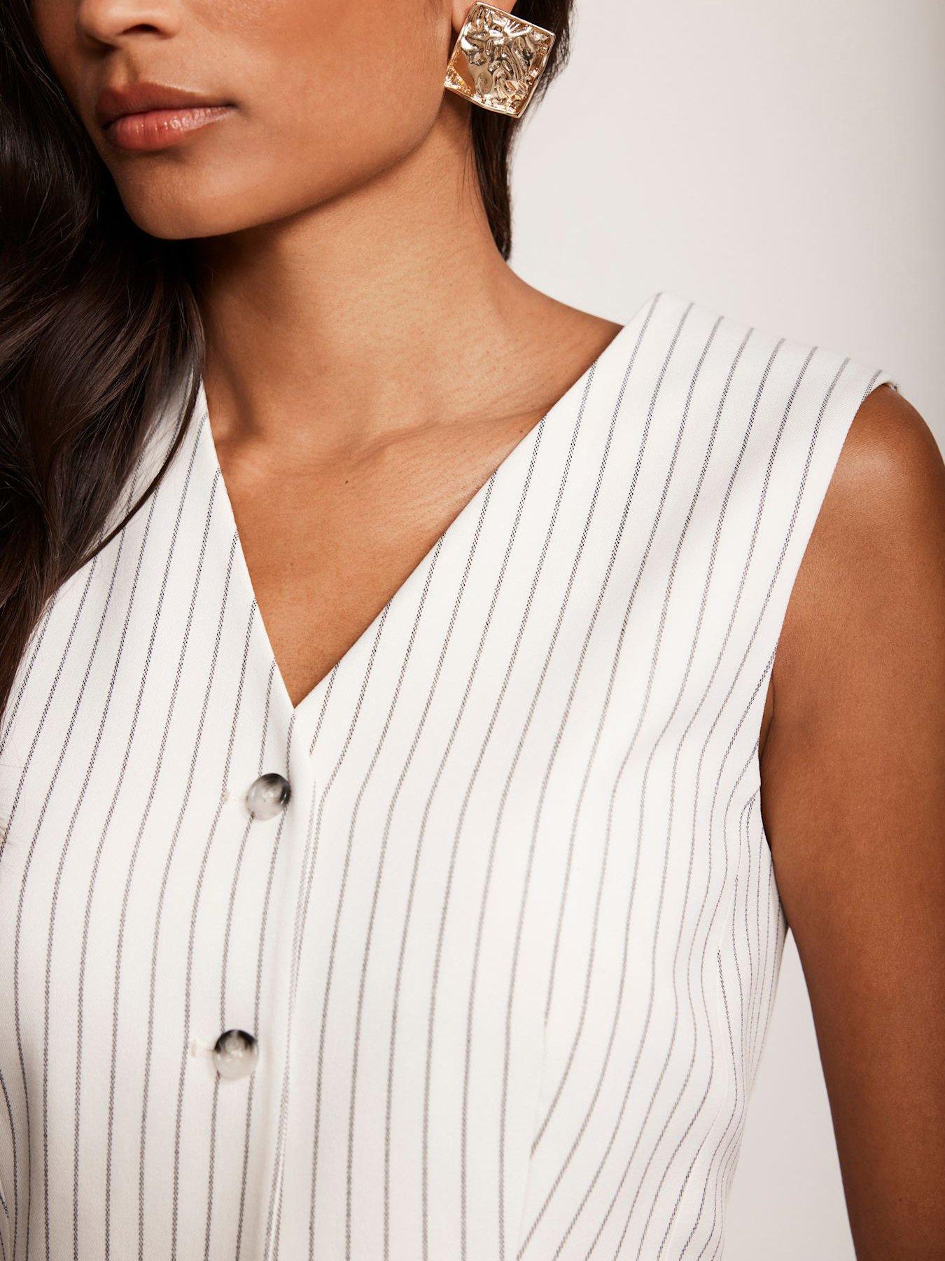 Image 5 of 6 of Mint Velvet Ivory Pinstripe Waistcoat
