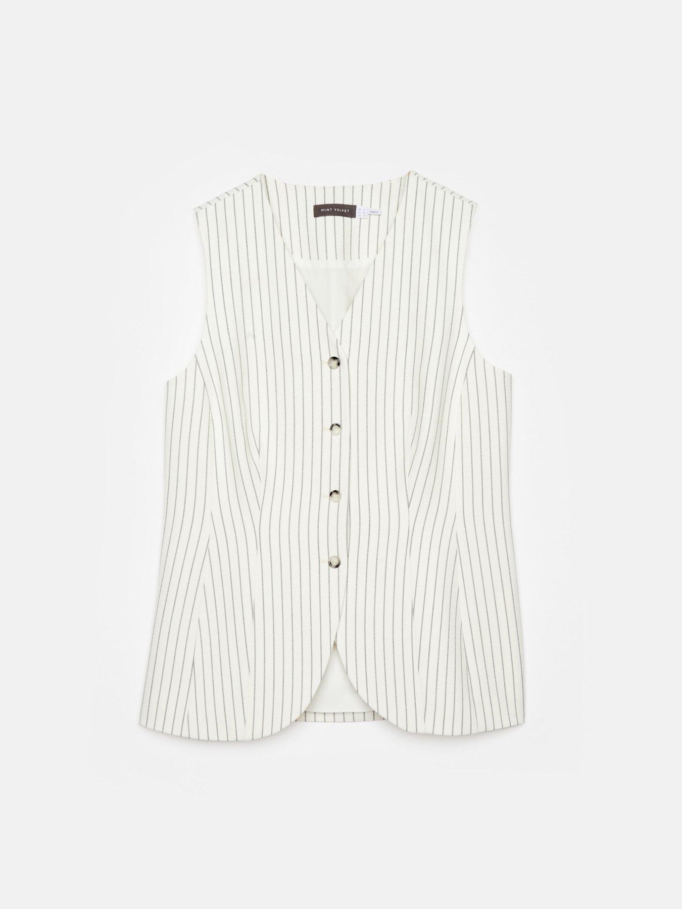 Image 6 of 6 of Mint Velvet Ivory Pinstripe Waistcoat