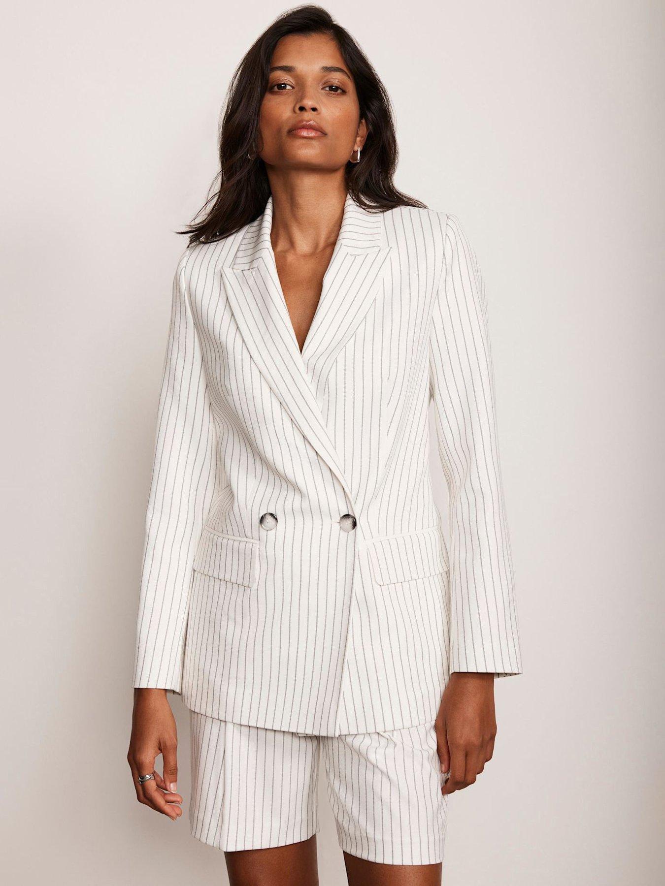 Image 4 of 6 of Mint Velvet Ivory Pinstripe Blazer - Cream