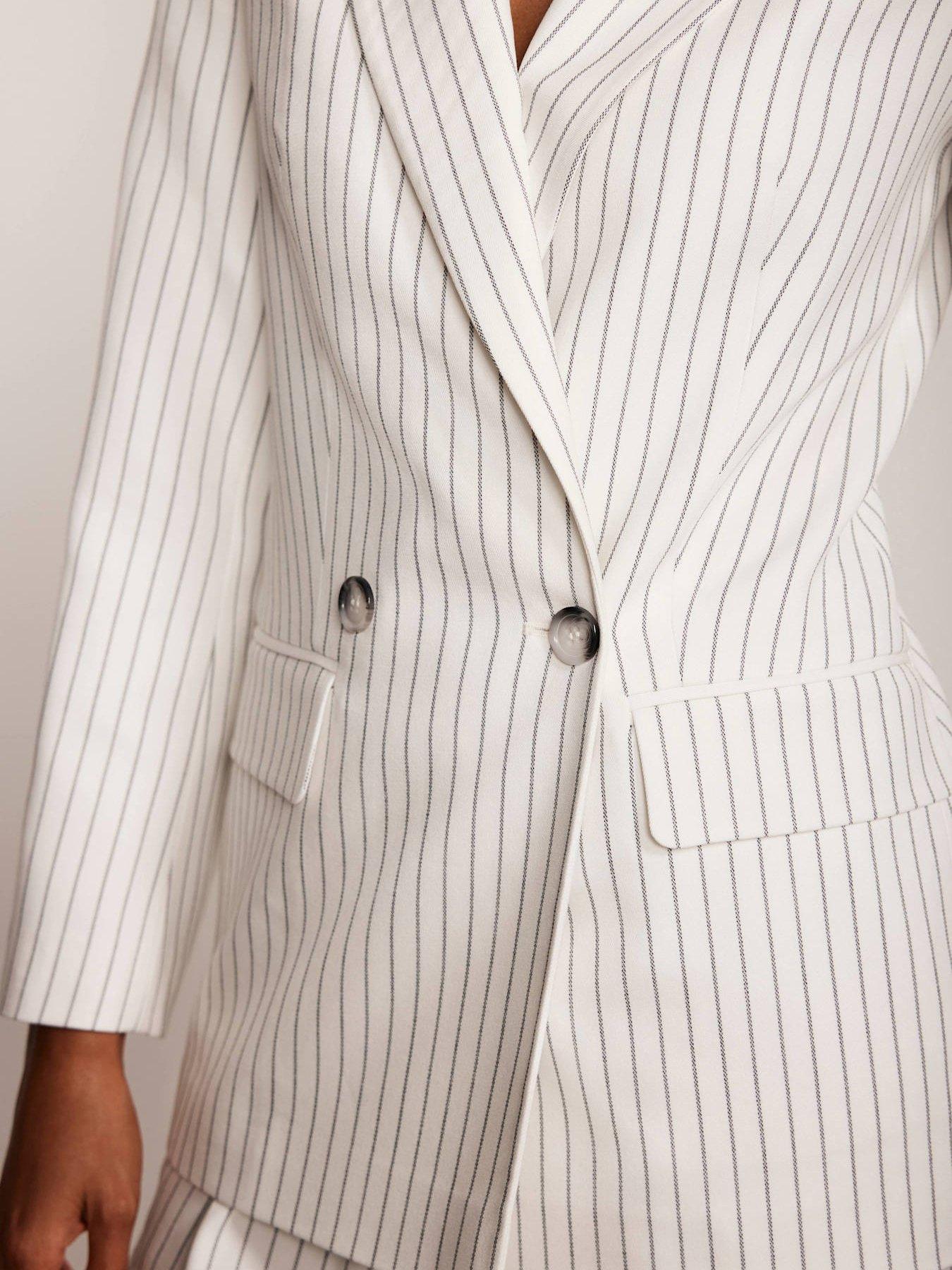 Image 5 of 6 of Mint Velvet Ivory Pinstripe Blazer - Cream