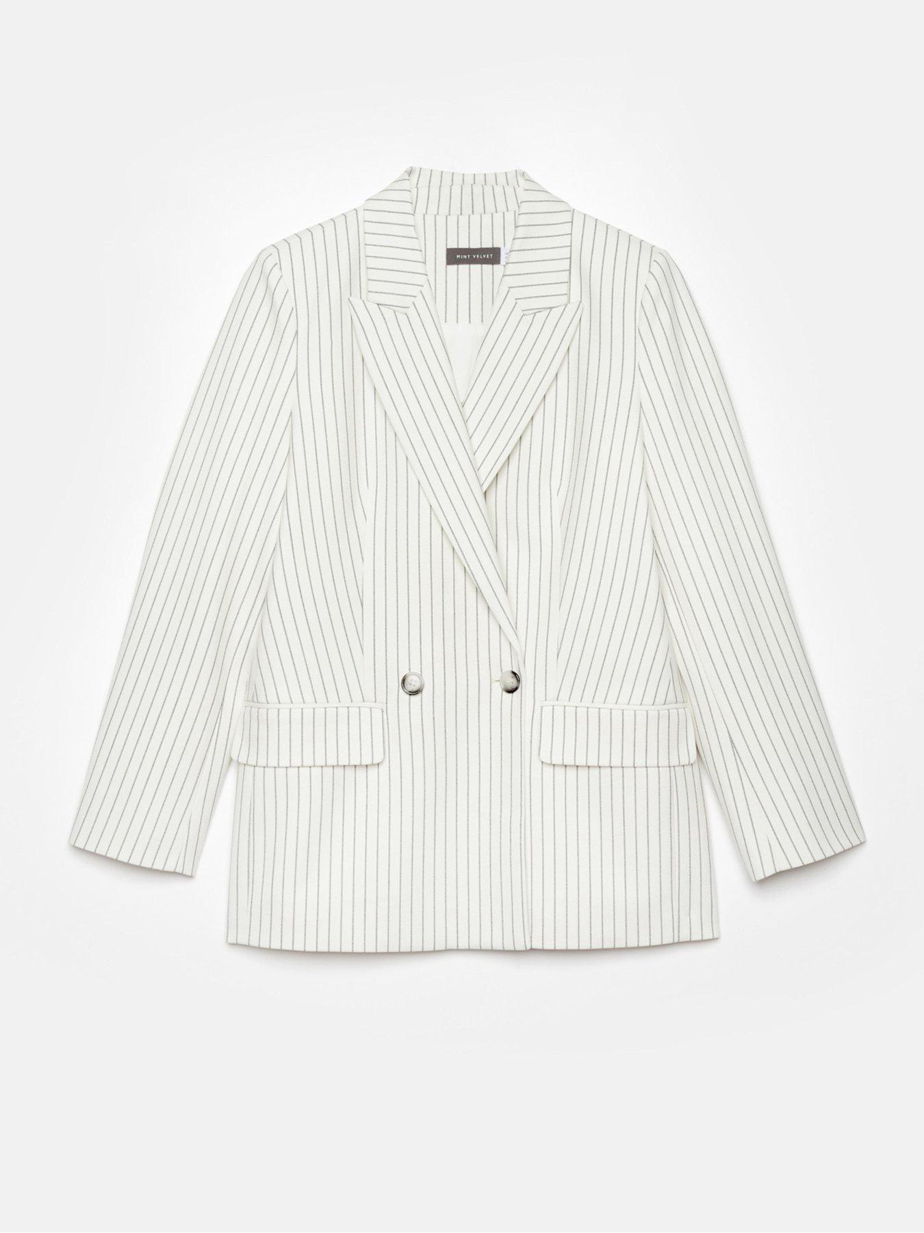 Image 6 of 6 of Mint Velvet Ivory Pinstripe Blazer - Cream