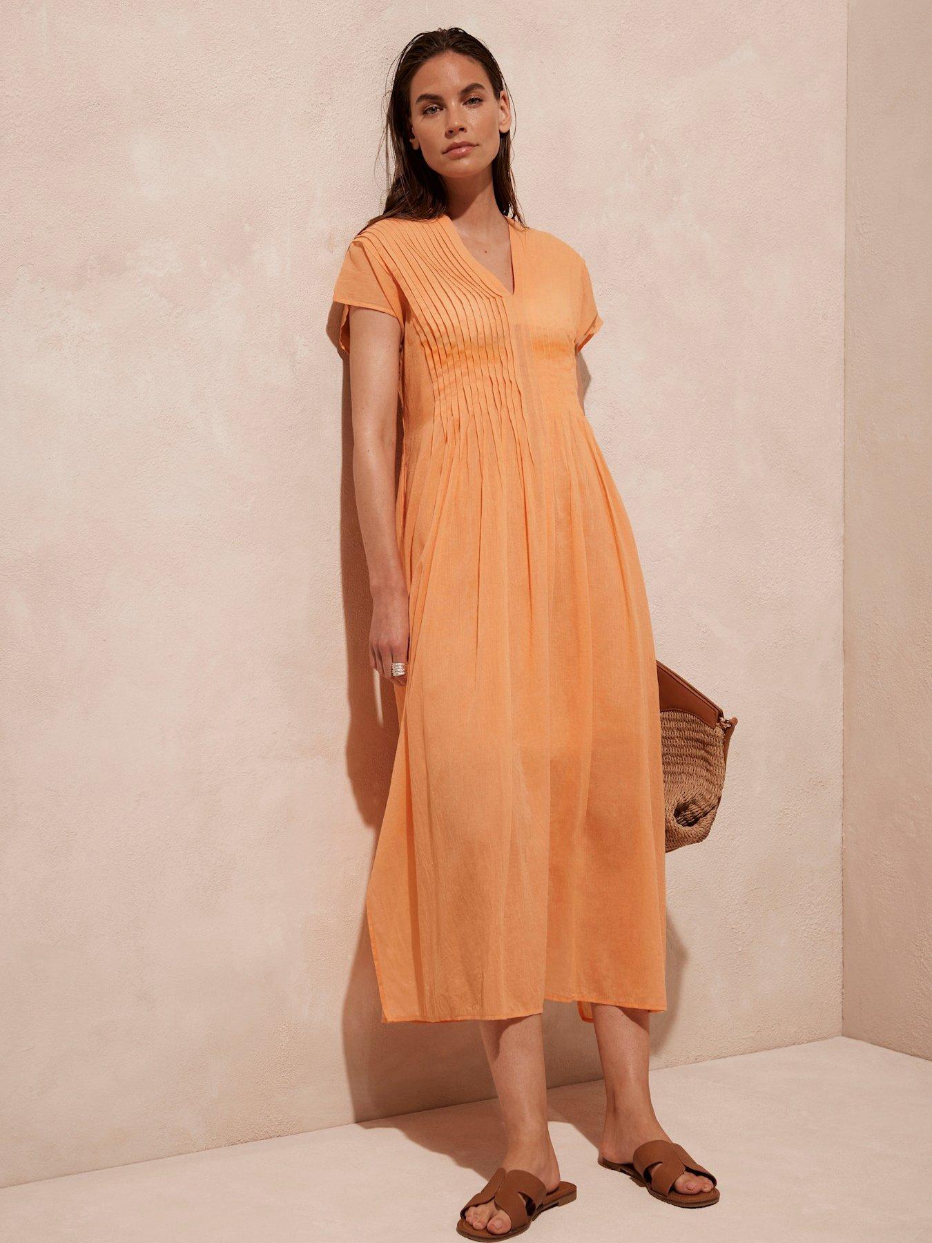 Image of Mint Velvet Pleated Kaftan Maxi Dress - Orange