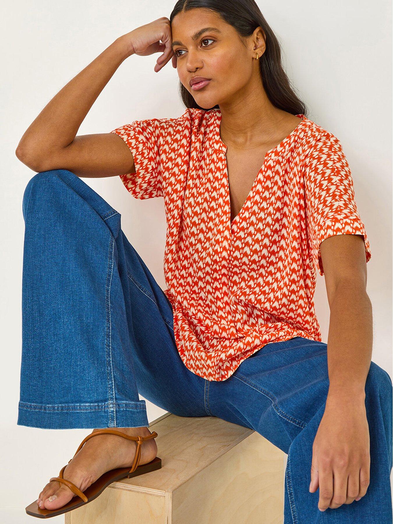 roman-abstract-print-tunic-top-orangeoutfit