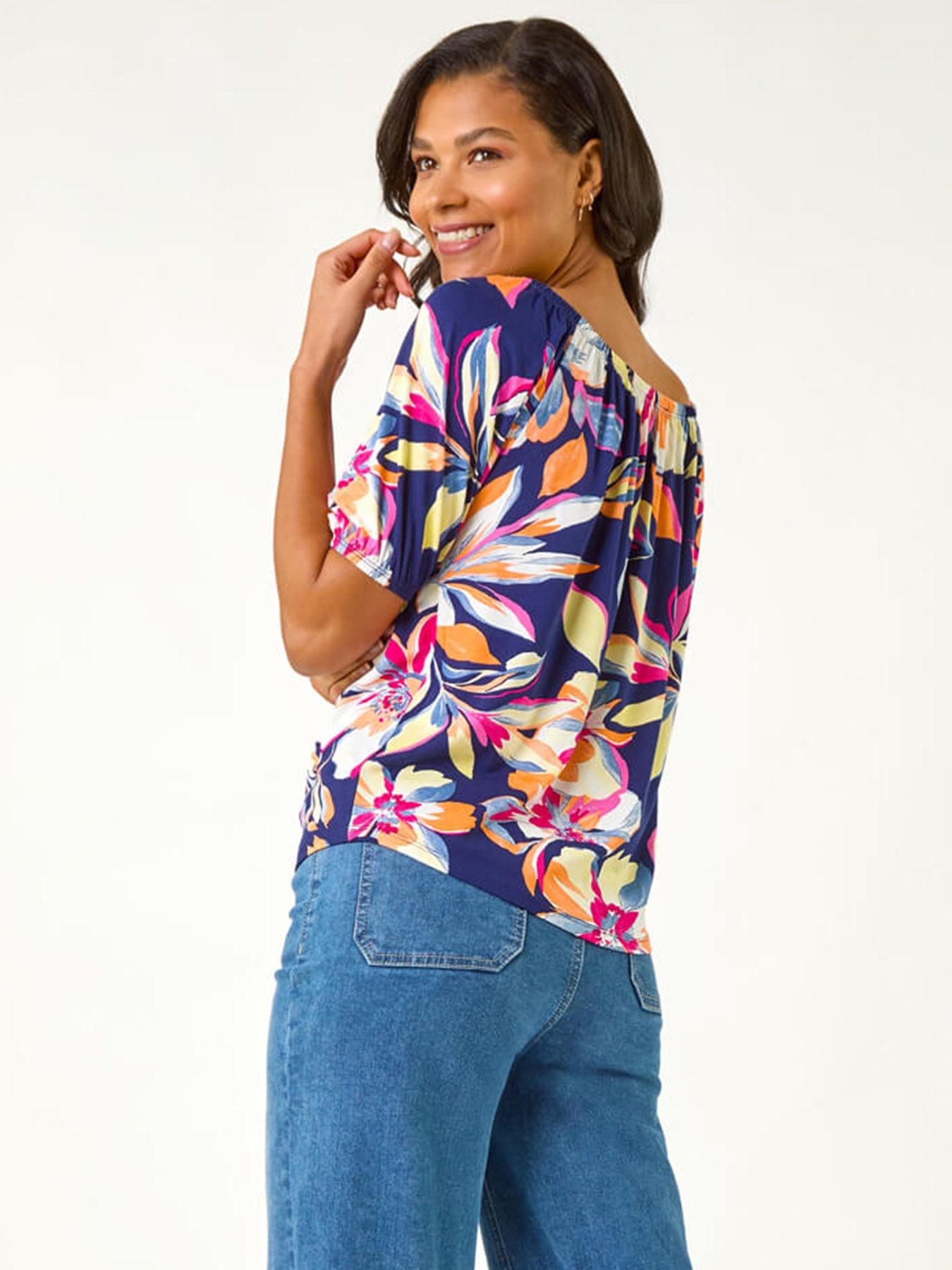 roman-floral-print-bardot-stretch-top-navystillFront