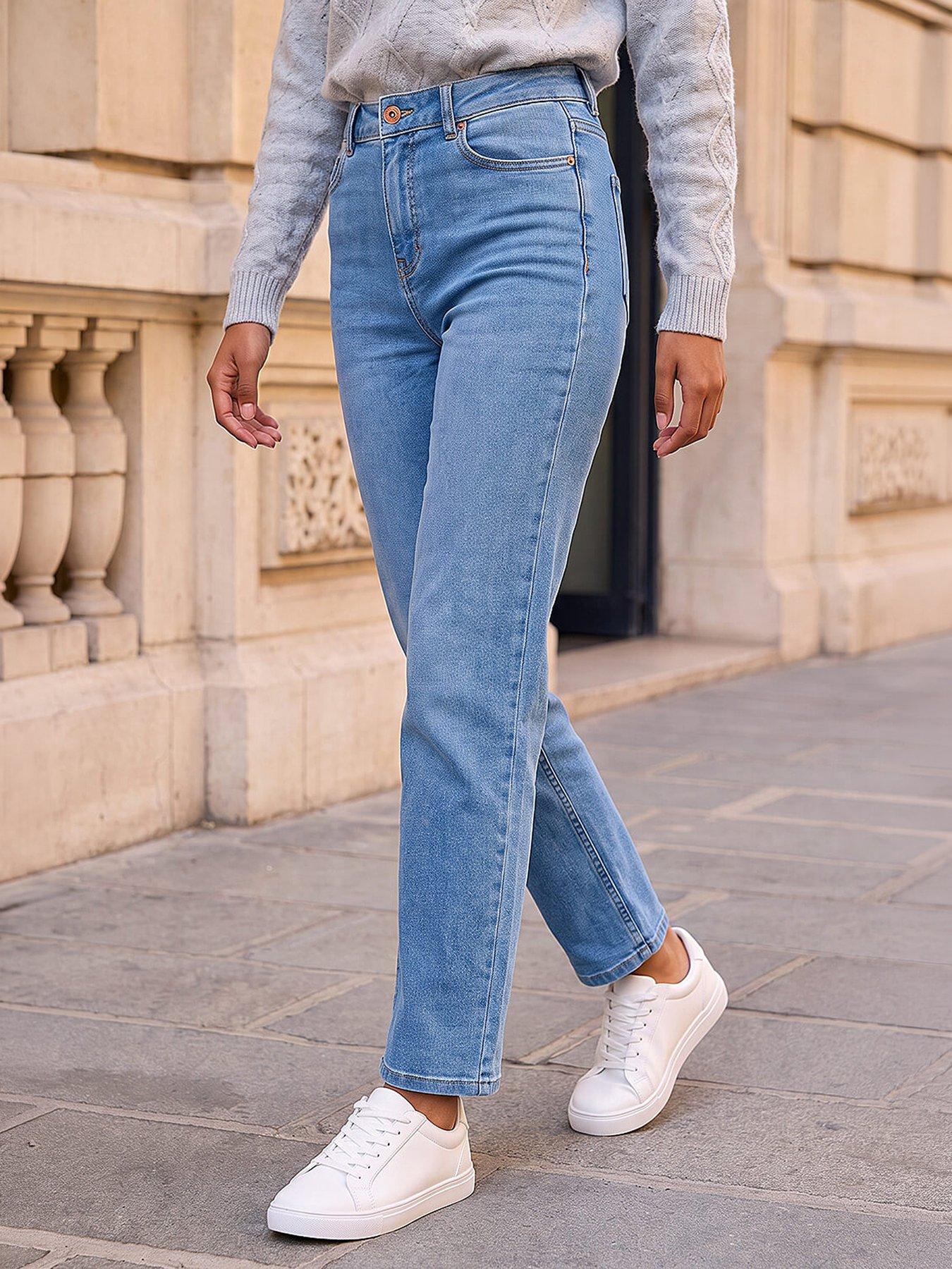 Roman Petite Stretch Straight Leg Jeans - Denim