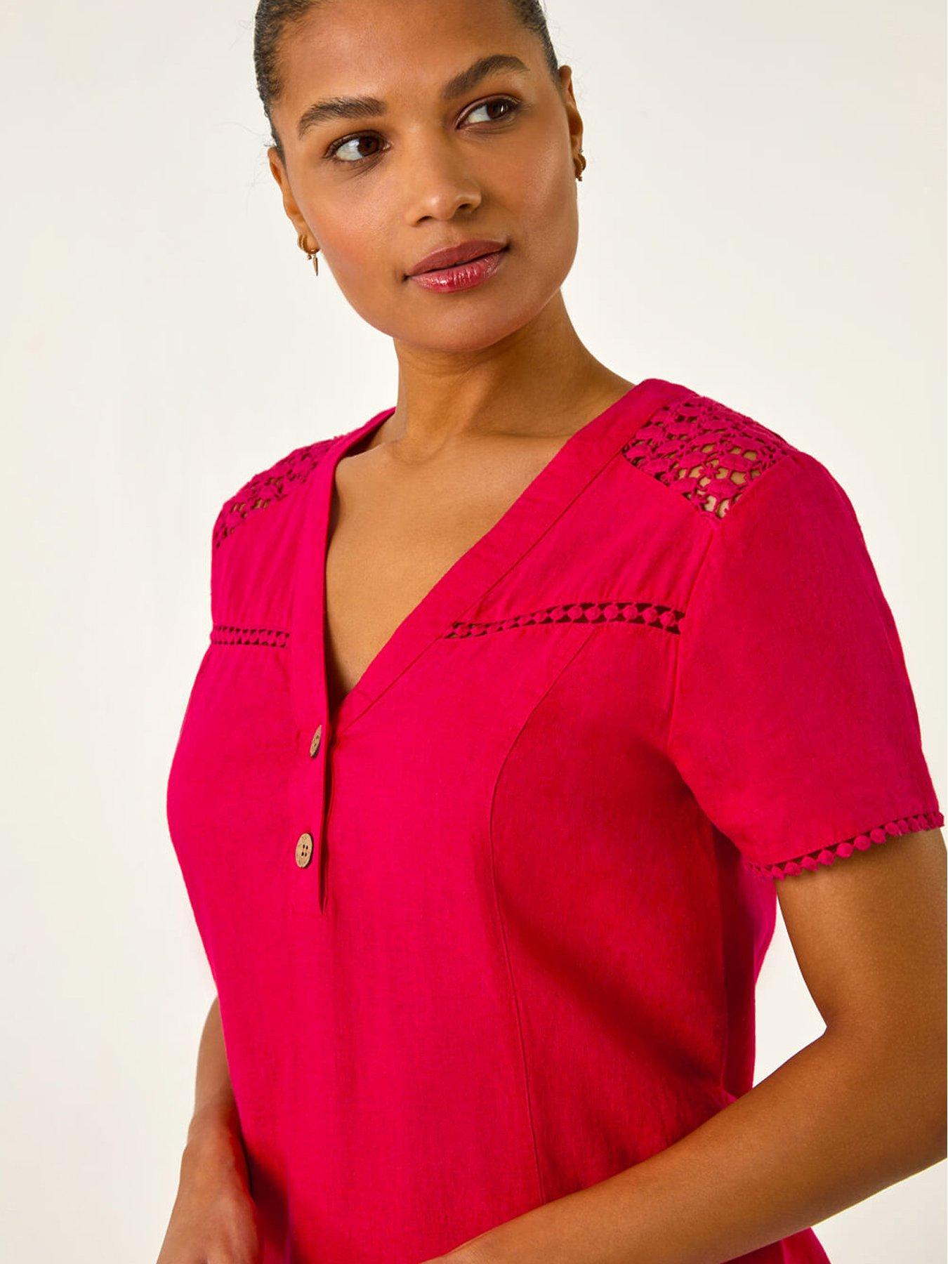 roman-linen-mix-button-shift-dress-redoutfit