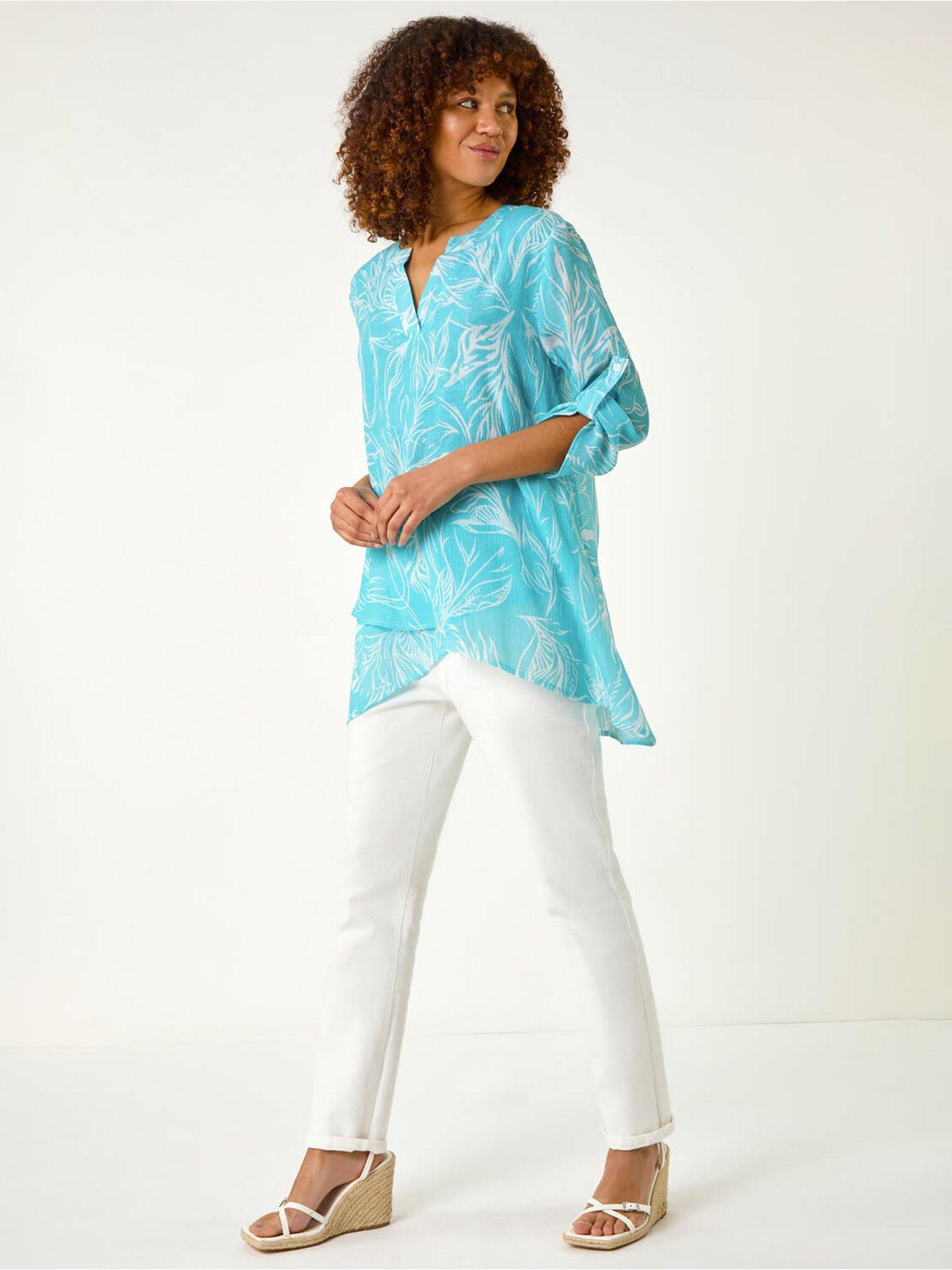roman-linear-print-wrap-tunic-turquoiseback