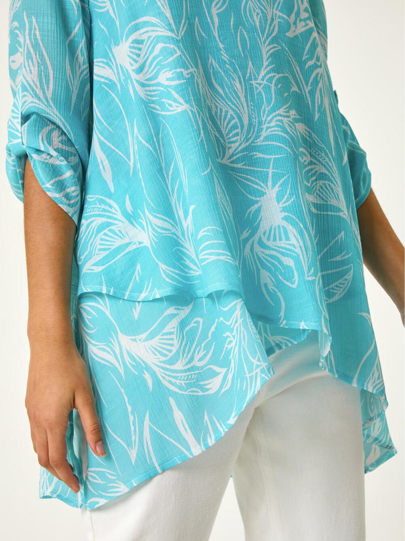 roman-linear-print-wrap-tunic-turquoisedetail
