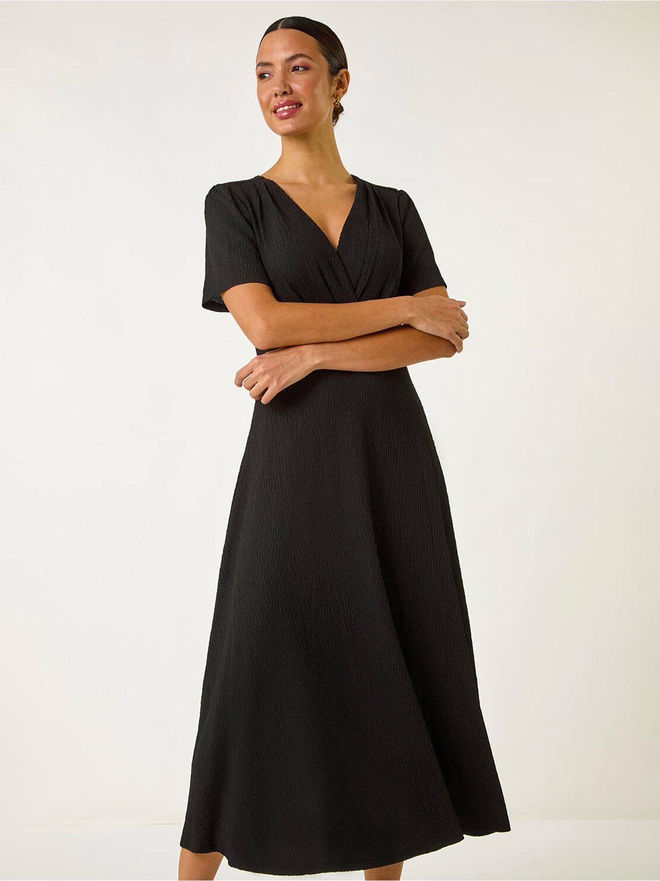 roman-textured-wrap-bodice-midi-dress-blackback