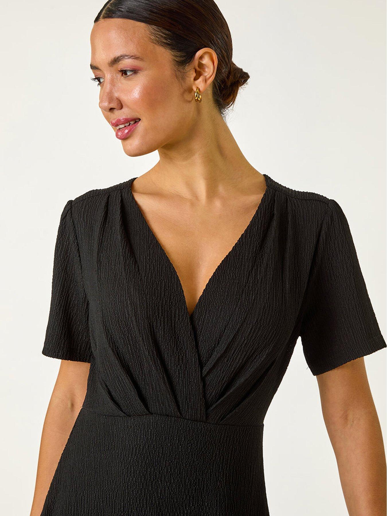 roman-textured-wrap-bodice-midi-dress-blackoutfit