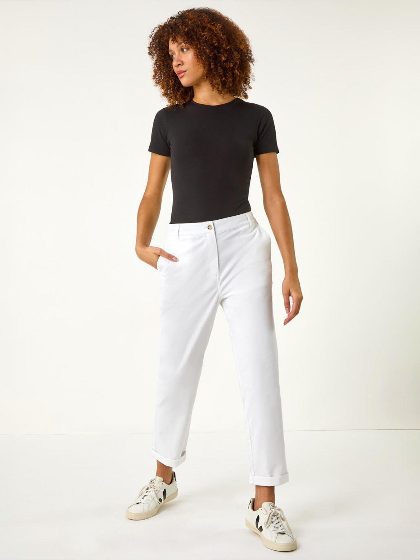 Image 3 of 5 of Roman Plain Cotton Chino Trousers - White