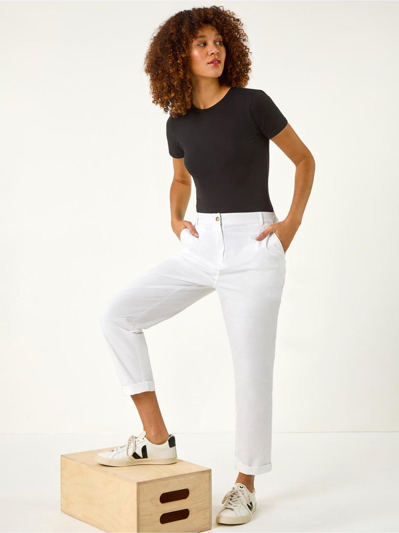 Image 4 of 5 of Roman Plain Cotton Chino Trousers - White
