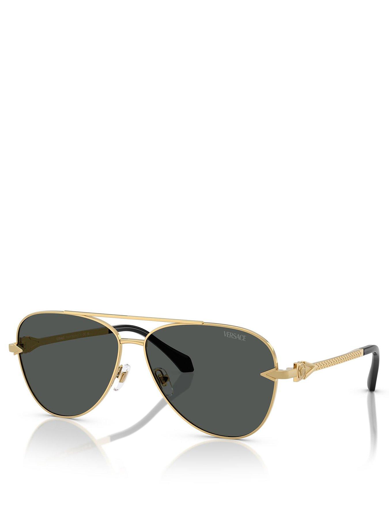 Image 1 of 4 of VERSACE 0Ve2283 Aviator Sunglasses- Gold