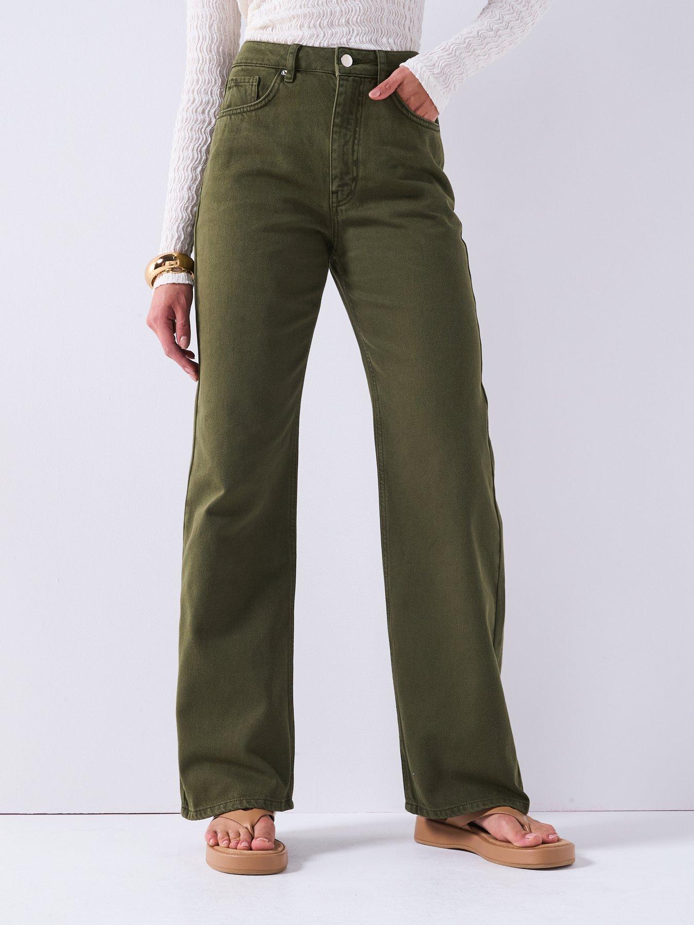 Image of V by Very High Waist Wide Jeans - Olive