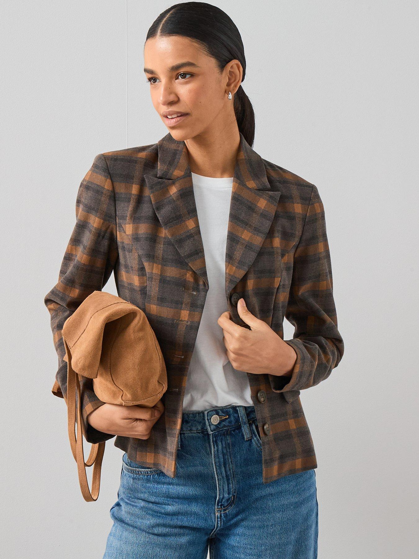 Image 1 of 6 of V by Very Large Scale Check Fitted Jacket - Multi