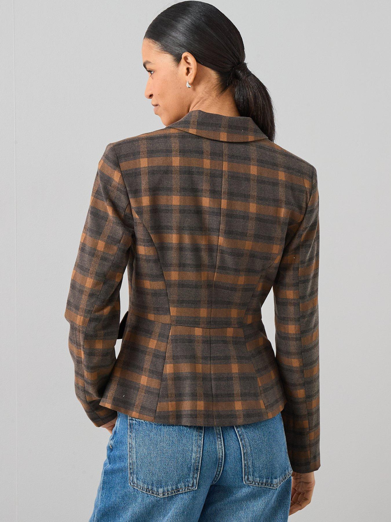 Image 2 of 6 of V by Very Large Scale Check Fitted Jacket - Multi