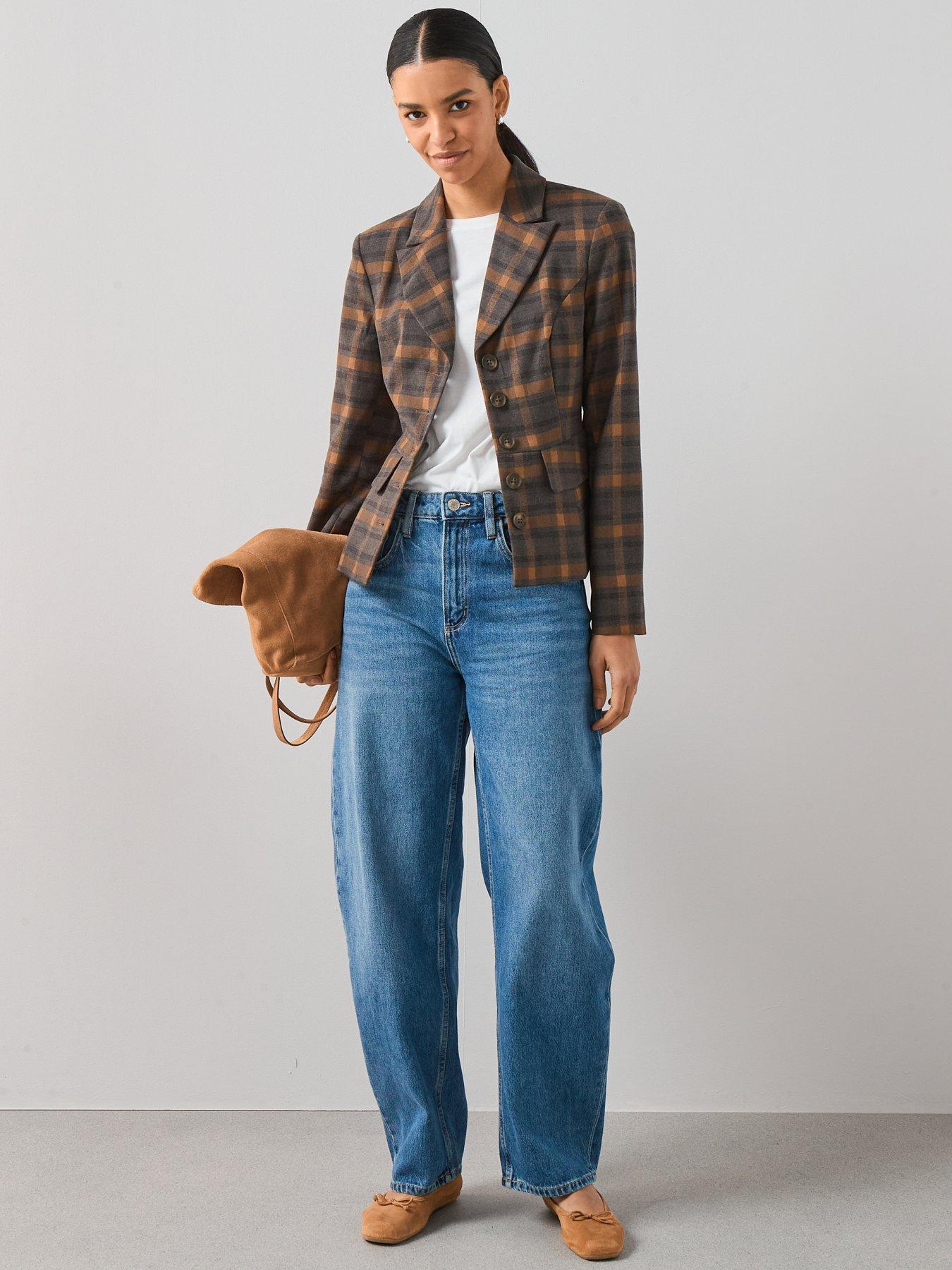 Image 3 of 6 of V by Very Large Scale Check Fitted Jacket - Multi