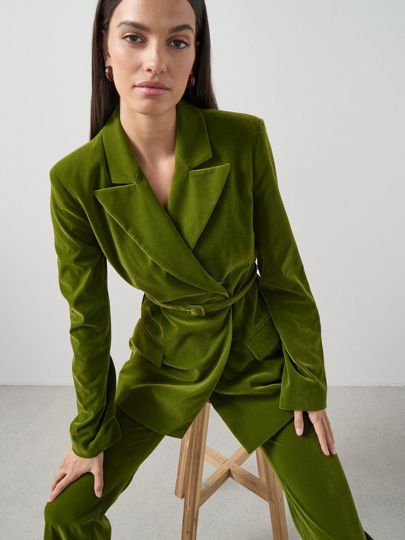 The Very Collection Sculpted Velvet Blazer - Green
