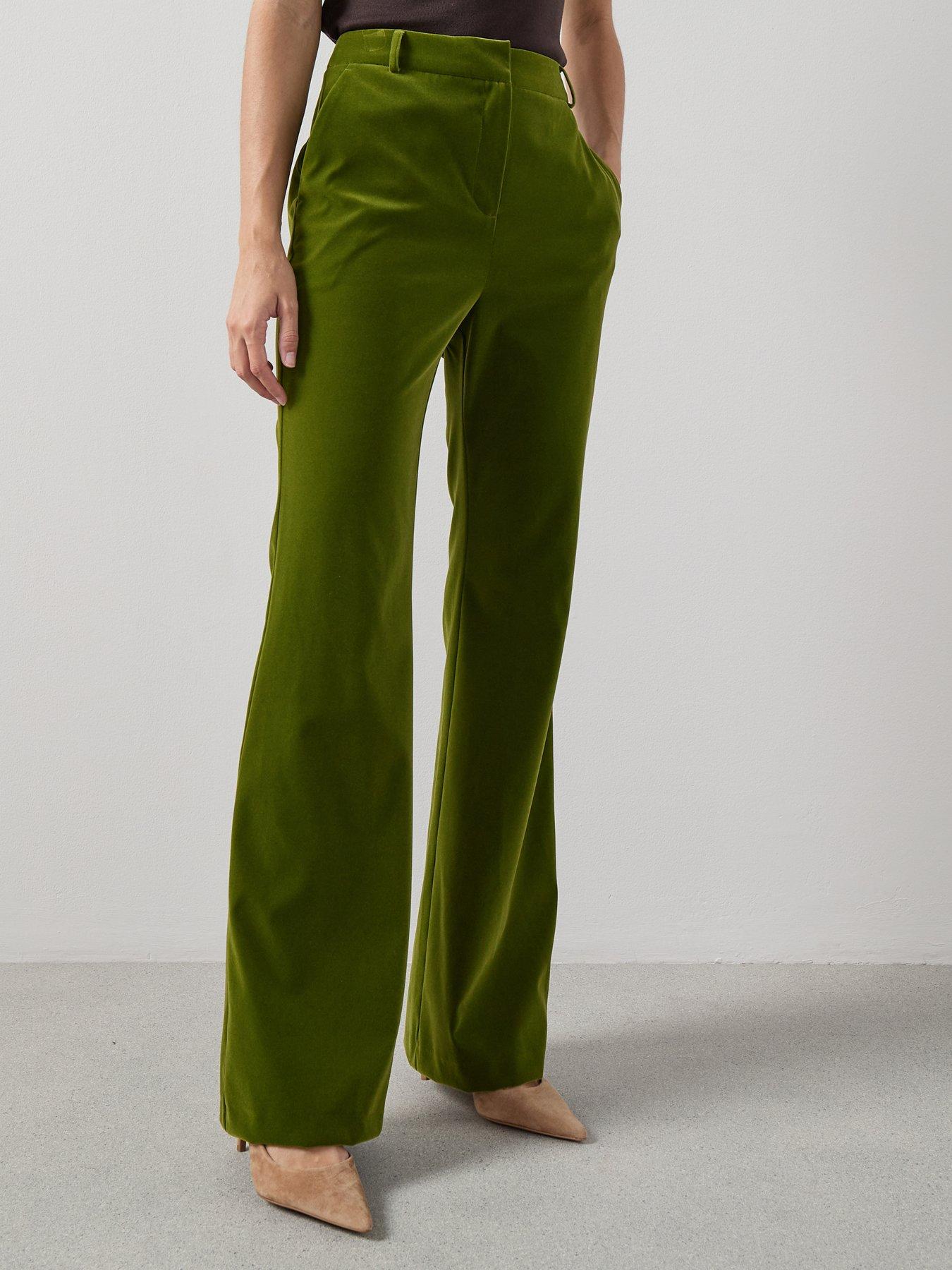 The Very Collection Velvet Kickflare Trousers - Green