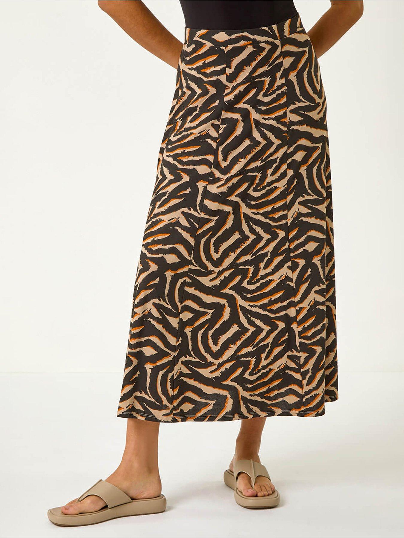 Roman Abstract Animal Print A-line Skirt
