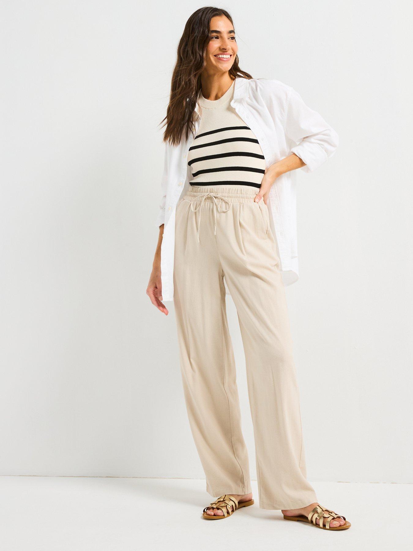 Image 3 of 4 of Vero Moda Milo Woven Wide Leg Pants - Beige