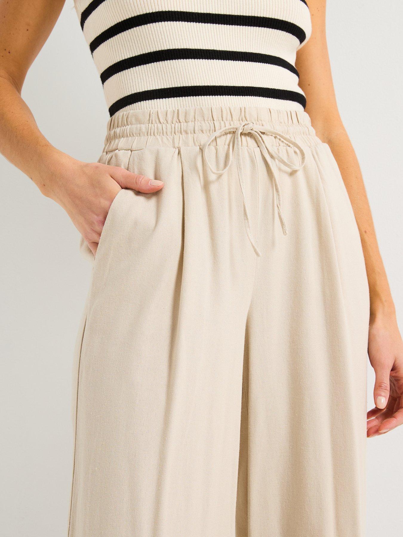 Image 4 of 4 of Vero Moda Milo Woven Wide Leg Pants - Beige