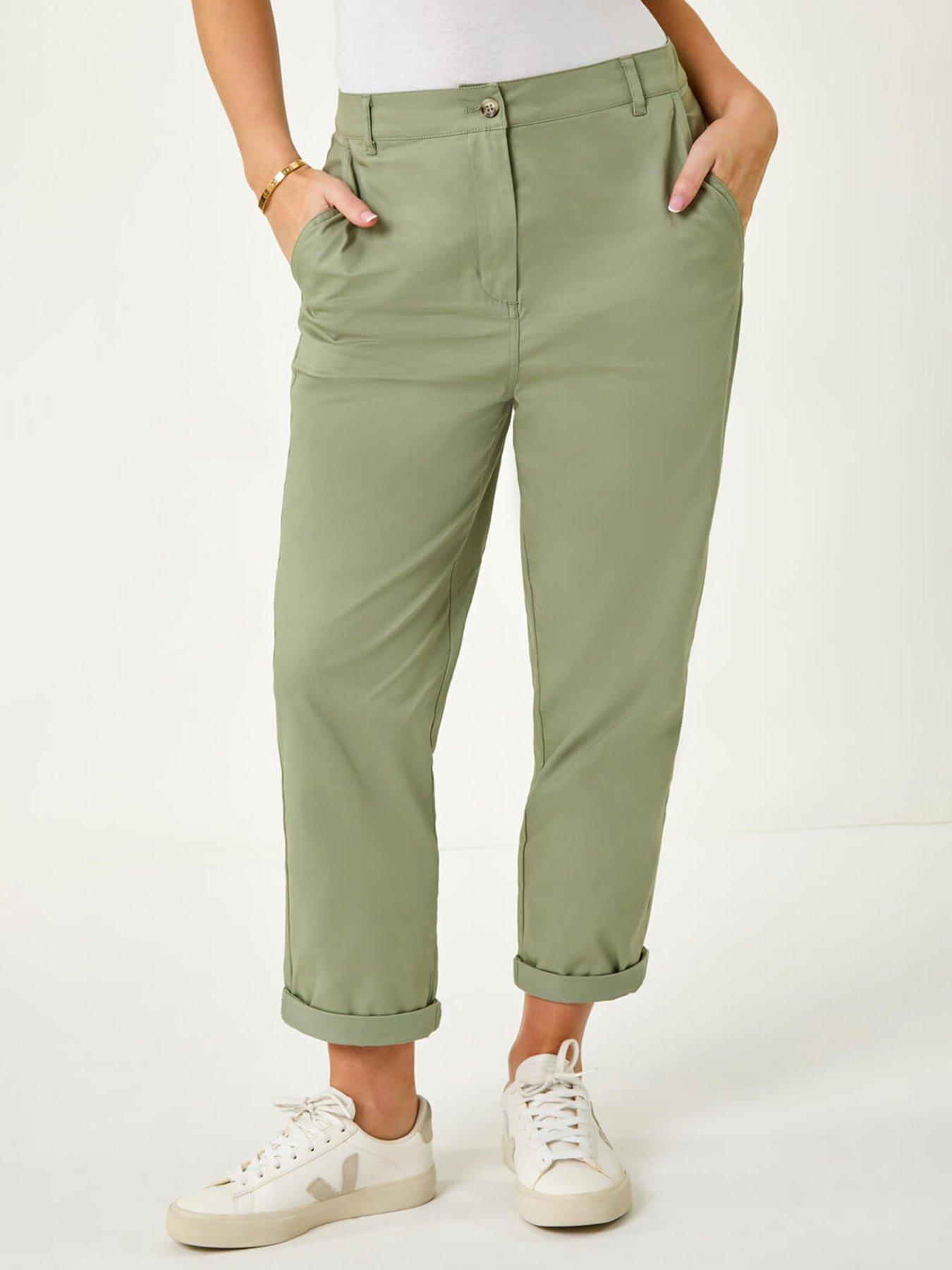 Roman Petite Cotton Blend Stretch Chino Trousers - Khaki